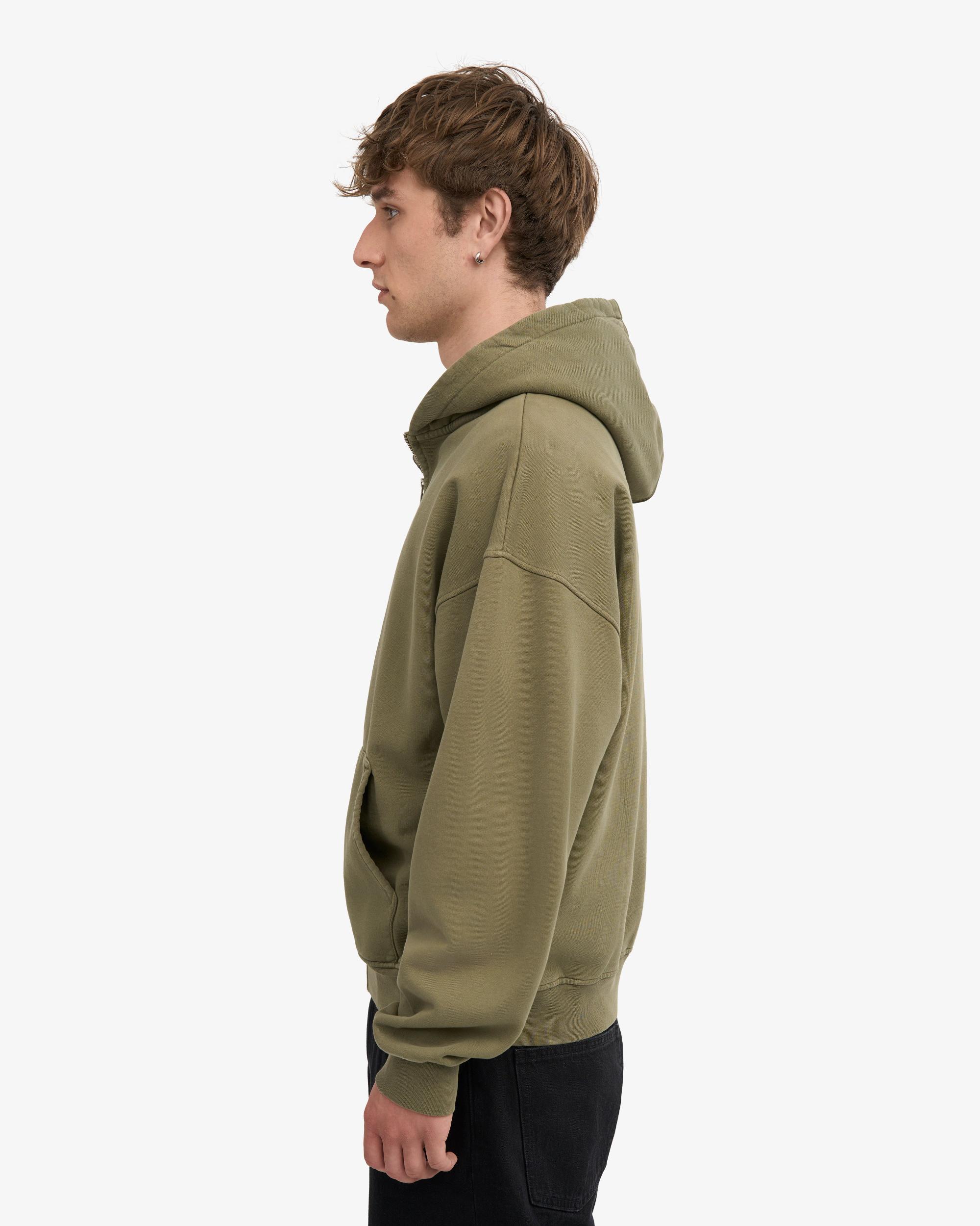 Organic Oversized Zip Hood - Dusty Olive Product Image