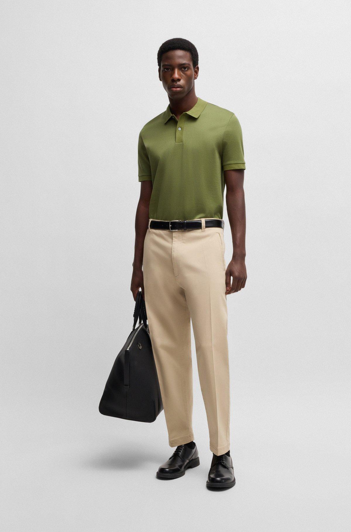 Micro-pattern polo shirt in mercerised cotton Product Image