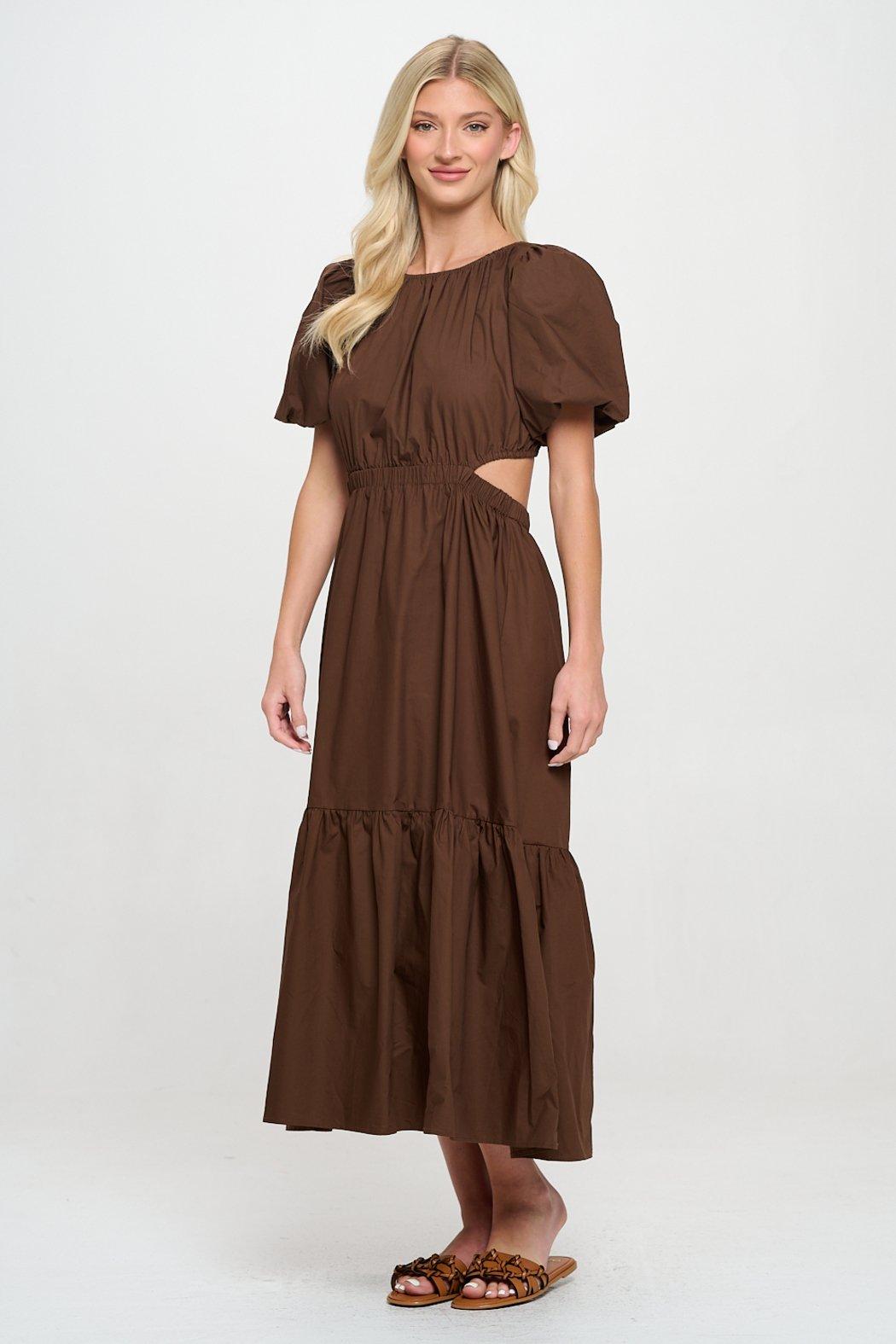 Brown Poplin Maxi Dress Product Image