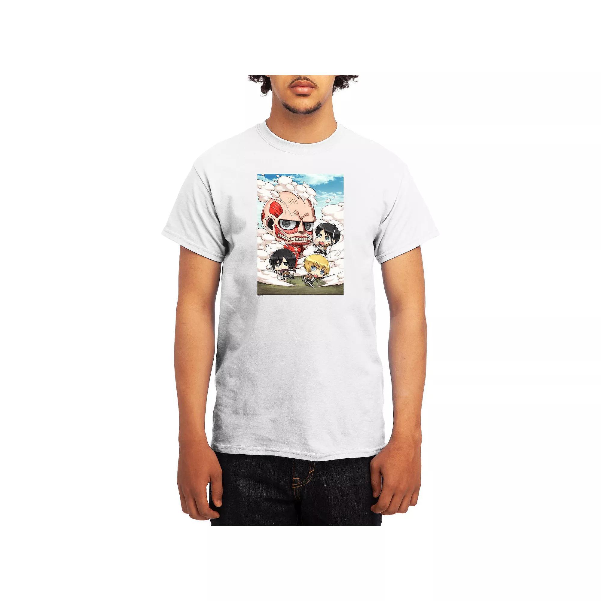 Men's Attack on Titan Group Chibi Poster Tee, Boy's, Size: Medium, White Product Image