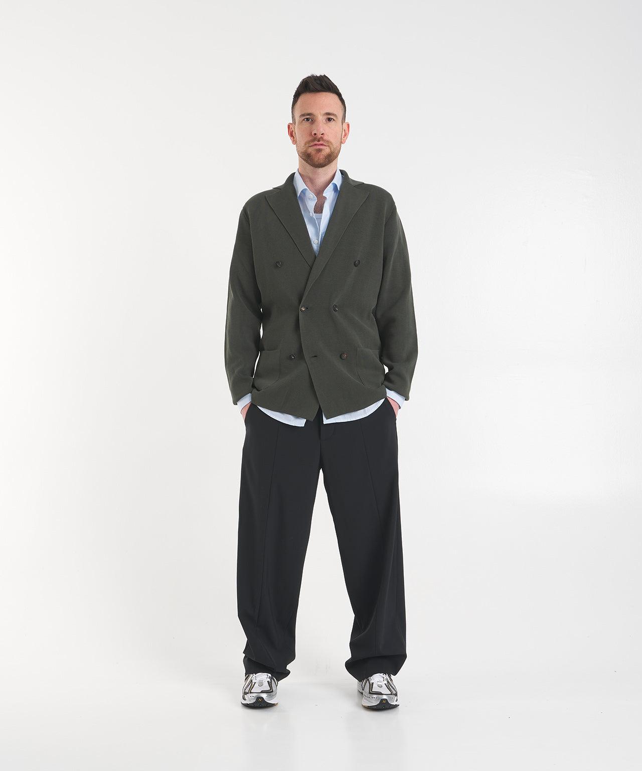 Knit double-breasted blazer Product Image