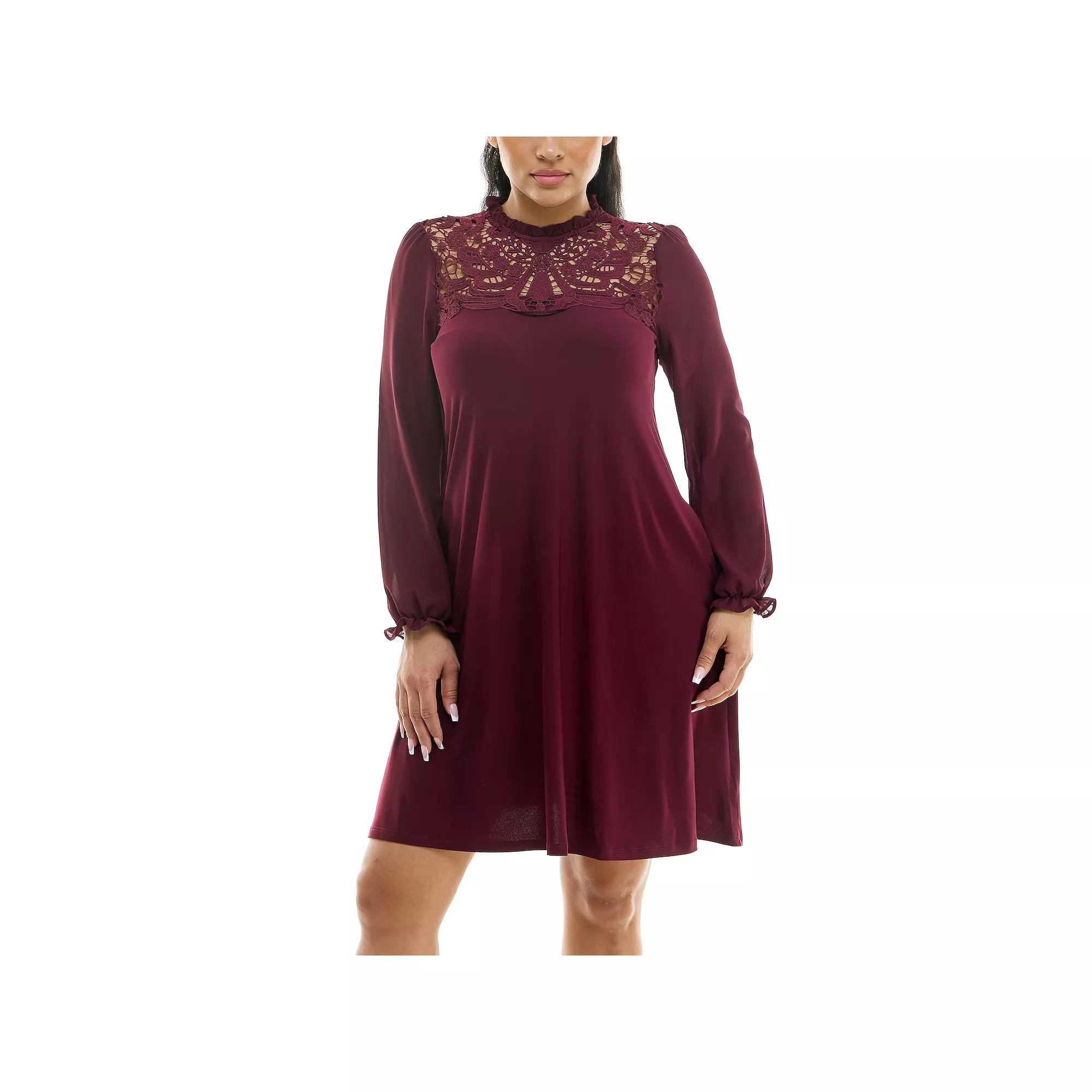 Women's Nina Leonard Chiffon Ruffle Dress,  Product Image