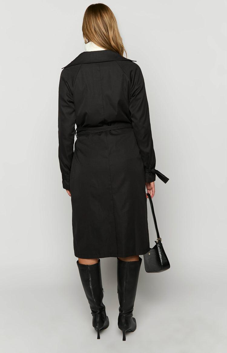 Santos Black Trench Coat Girls Product Image