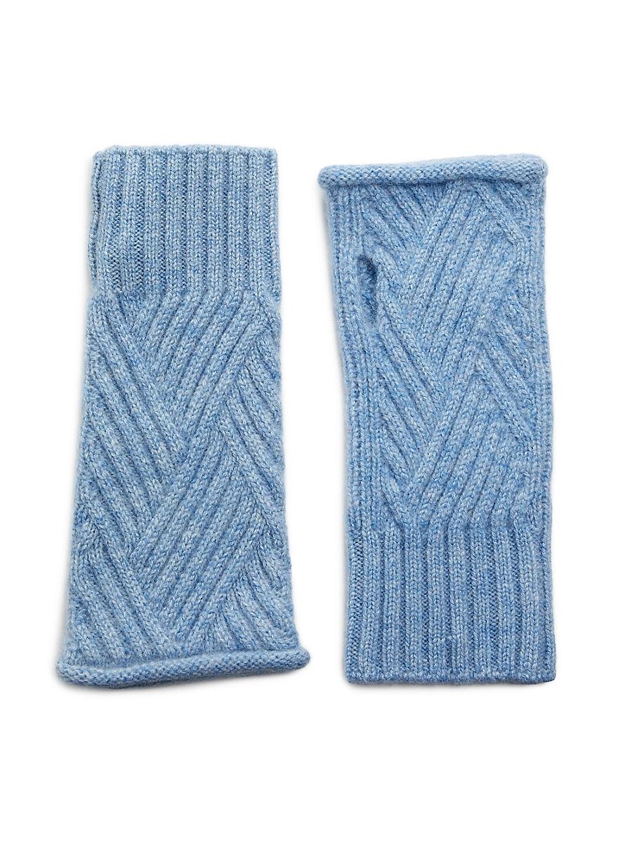 Womens Cabel-Knit Ribbed Trim Fingerless Gloves Product Image