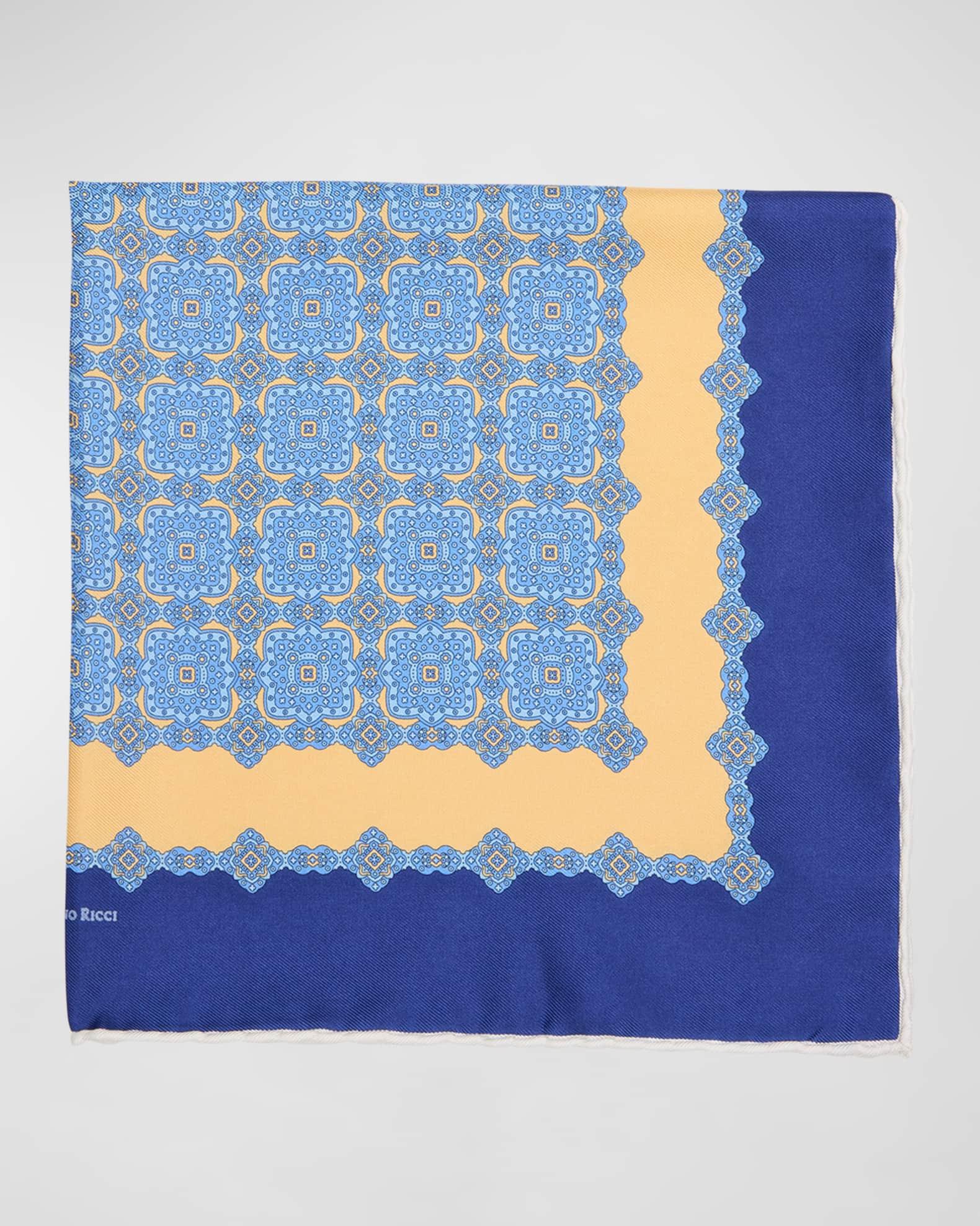 Men's Silk Quatrefoil-Print Handkerchief Product Image