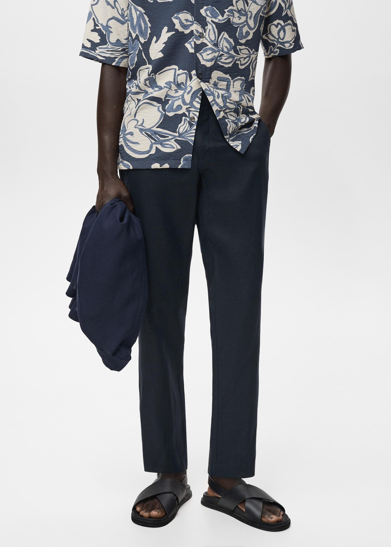 Slim-fit 100% linen pants - Men | MANGO USA Product Image