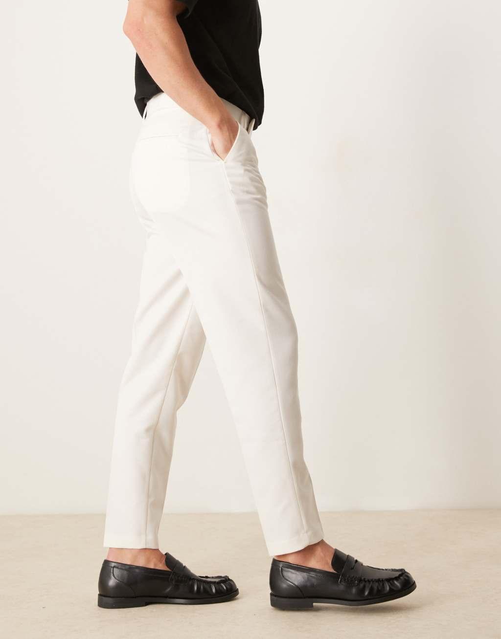 ASOS DESIGN smart tapered fit pants in white Product Image