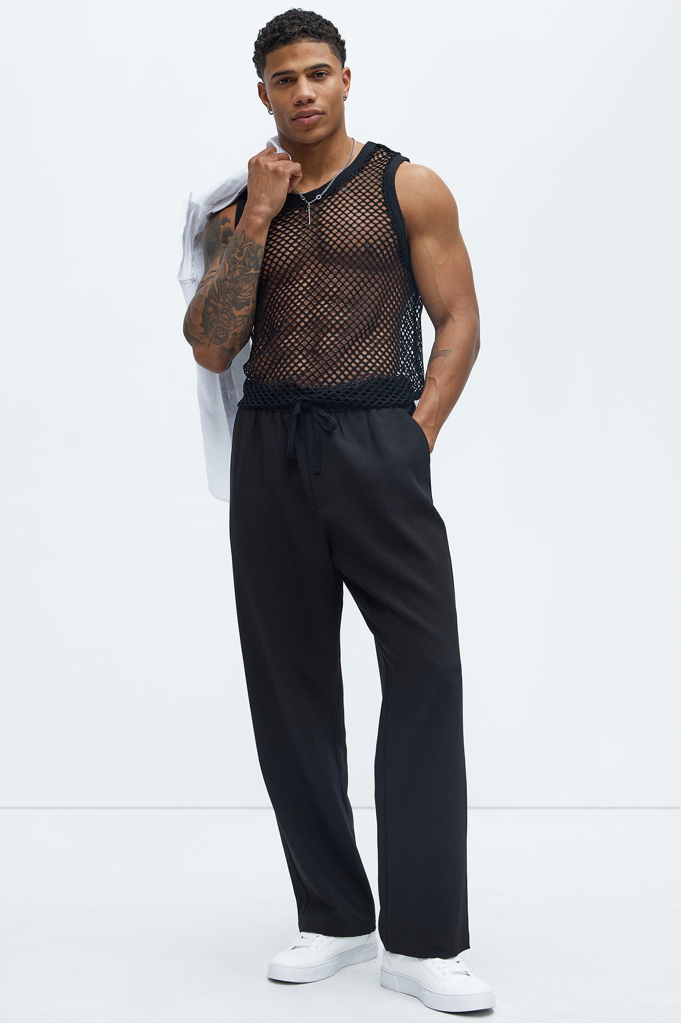 Diamond Mesh Muscle Tank - Black Product Image