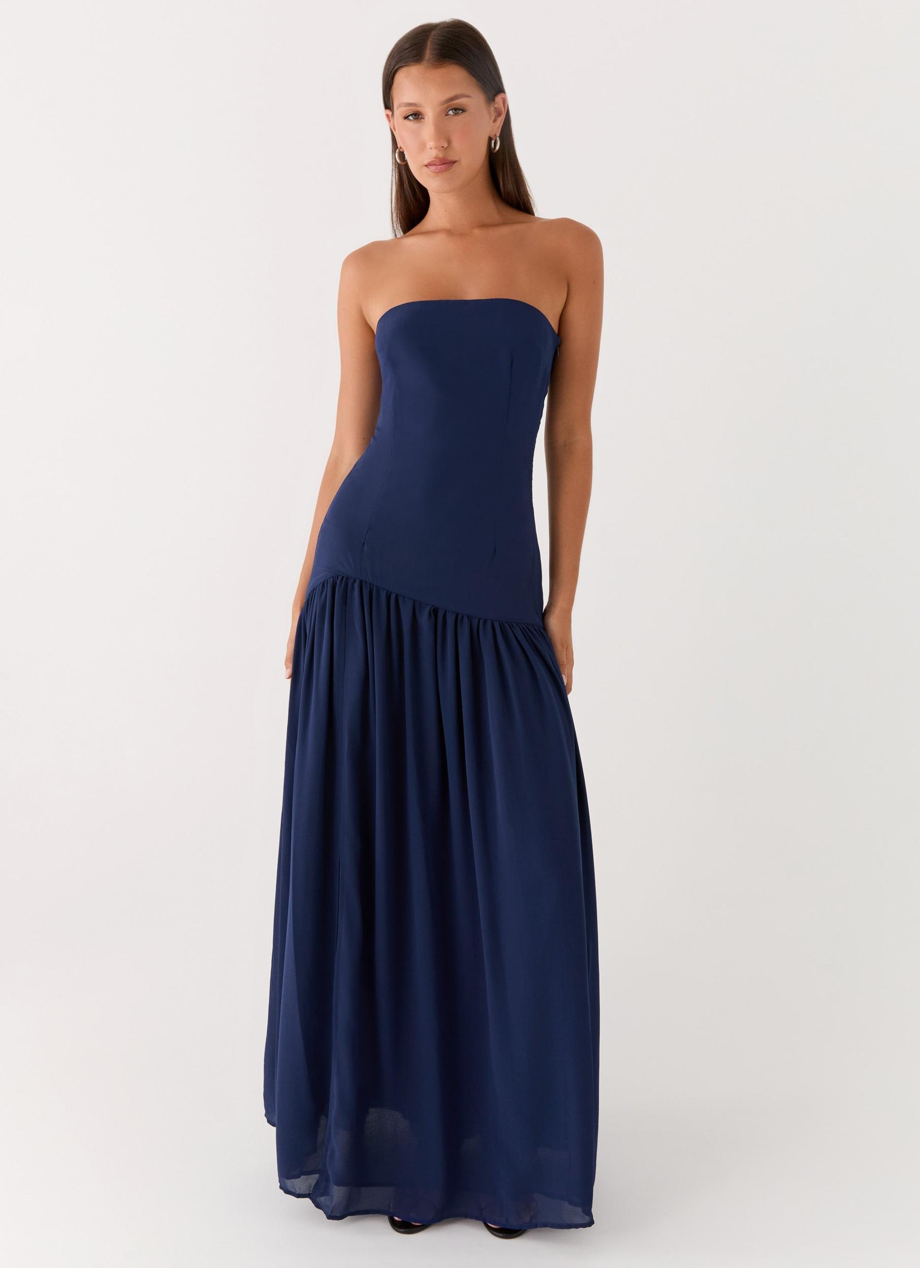 Eden Strapless Maxi Dress - Navy Product Image