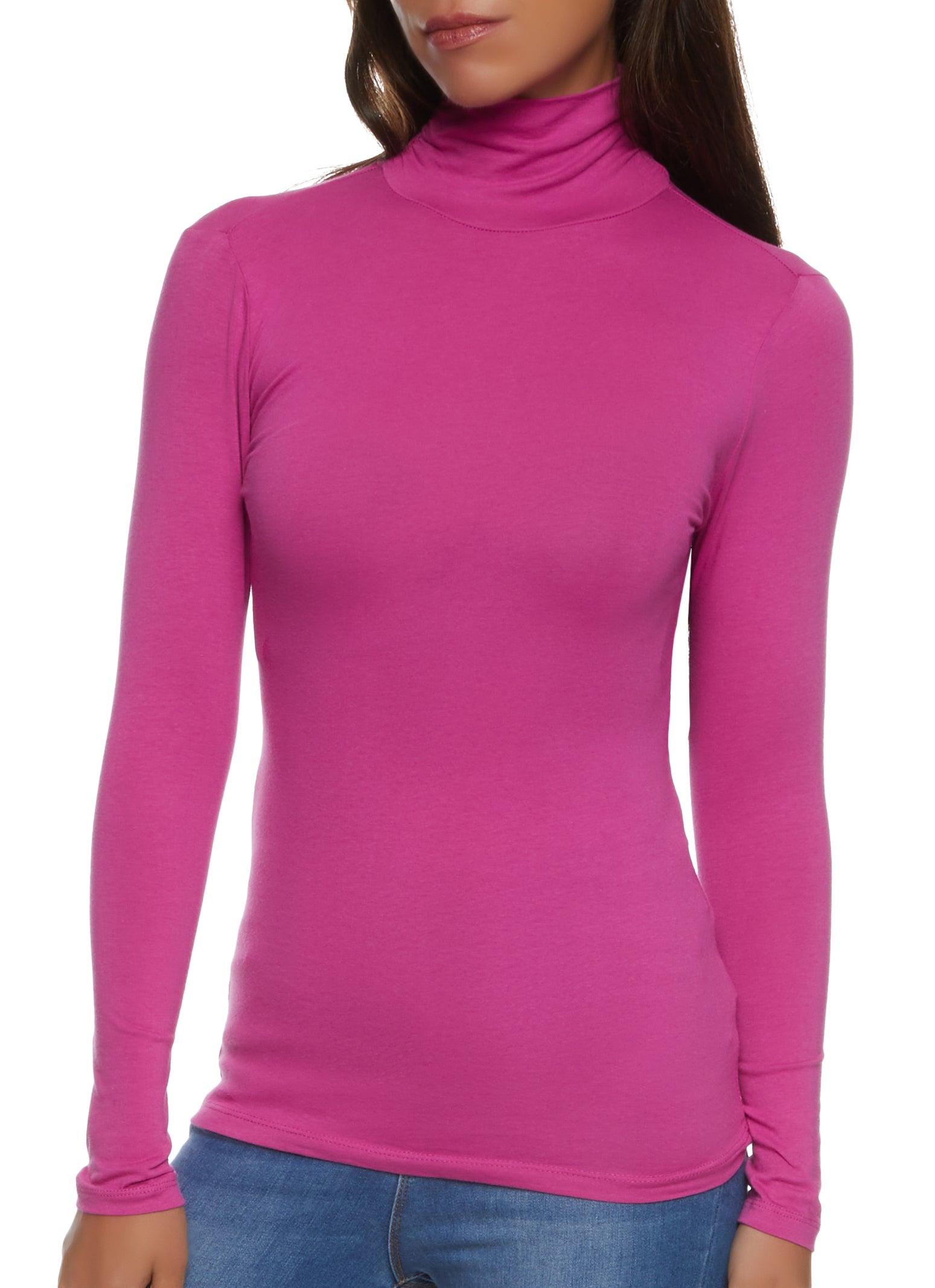 Womens Solid Long Sleeve Turtleneck Top Product Image