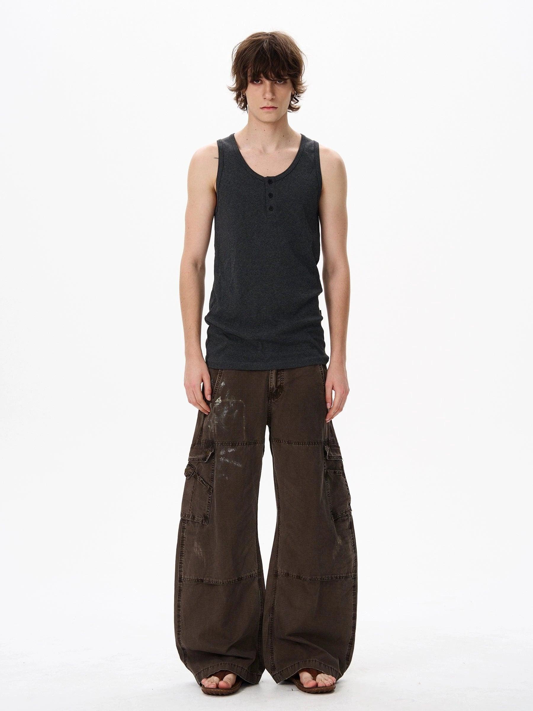 RT No. 18144 BROWN RECONSTRUCTED INDUSTRY WORKWEAR PANTS Product Image