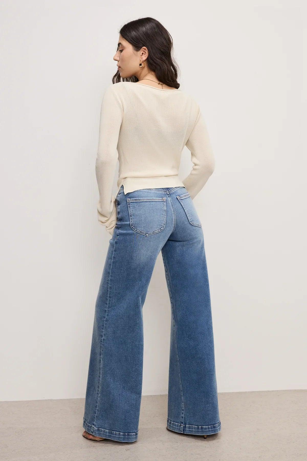 Good American | Good Petite Palazzo Light Compression Jeans Product Image