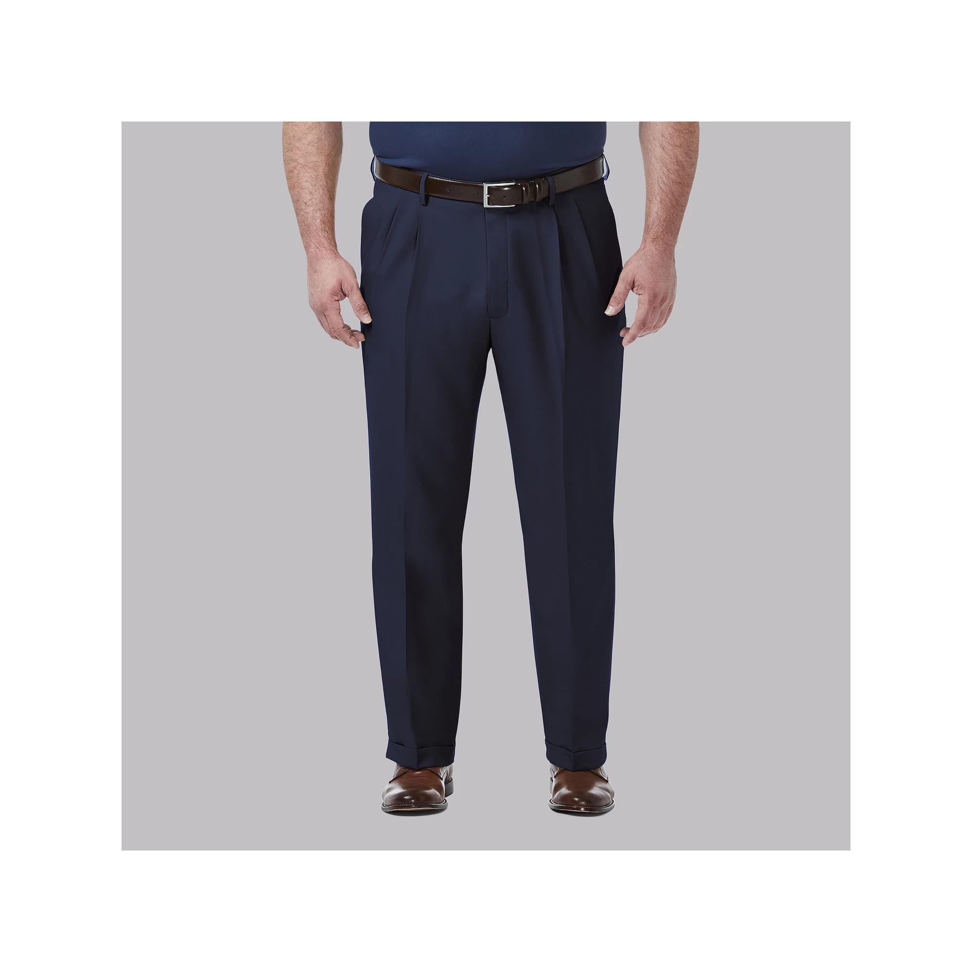 Big & Tall Haggar® Premium Comfort Classic-Fit Pleated Hidden Expandable Waistband Dress Pants, Men's,  Product Image