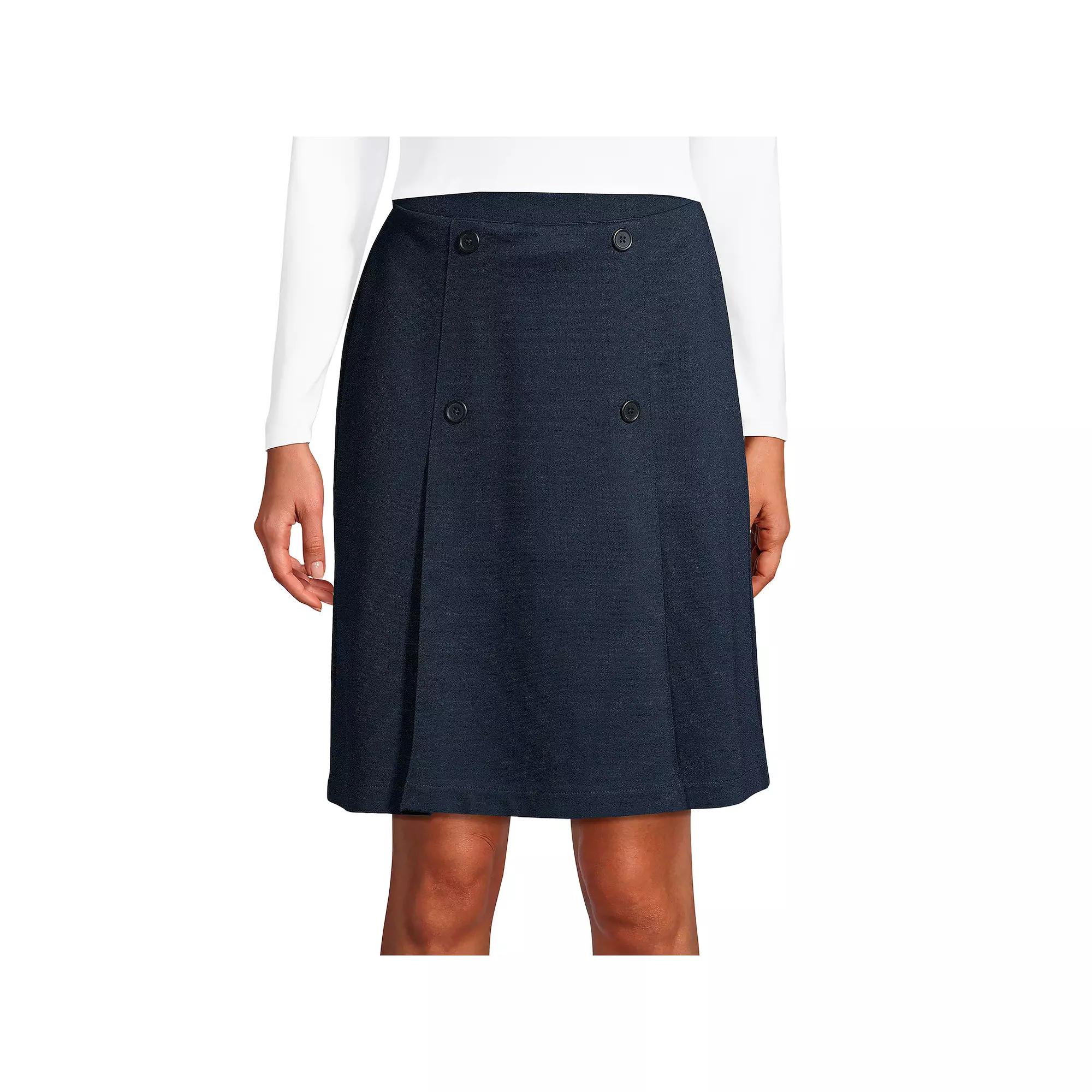 Women's Lands' End School Uniform Ponte Button Front Skort,  Product Image