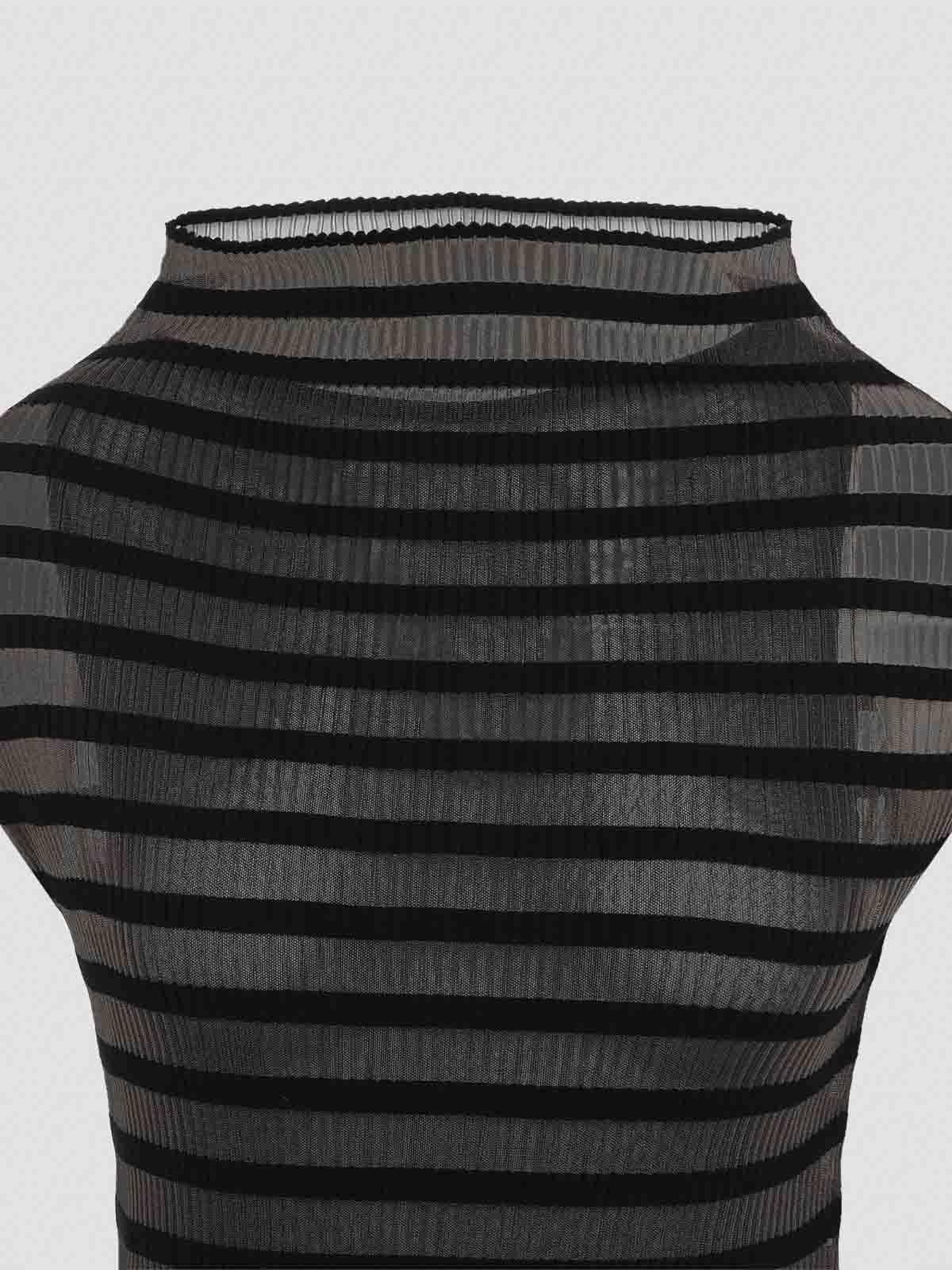 JEAN PAUL GAULTIER Mariniere Striped Cap-sleeve Nylon Maxi Dress In Black Product Image