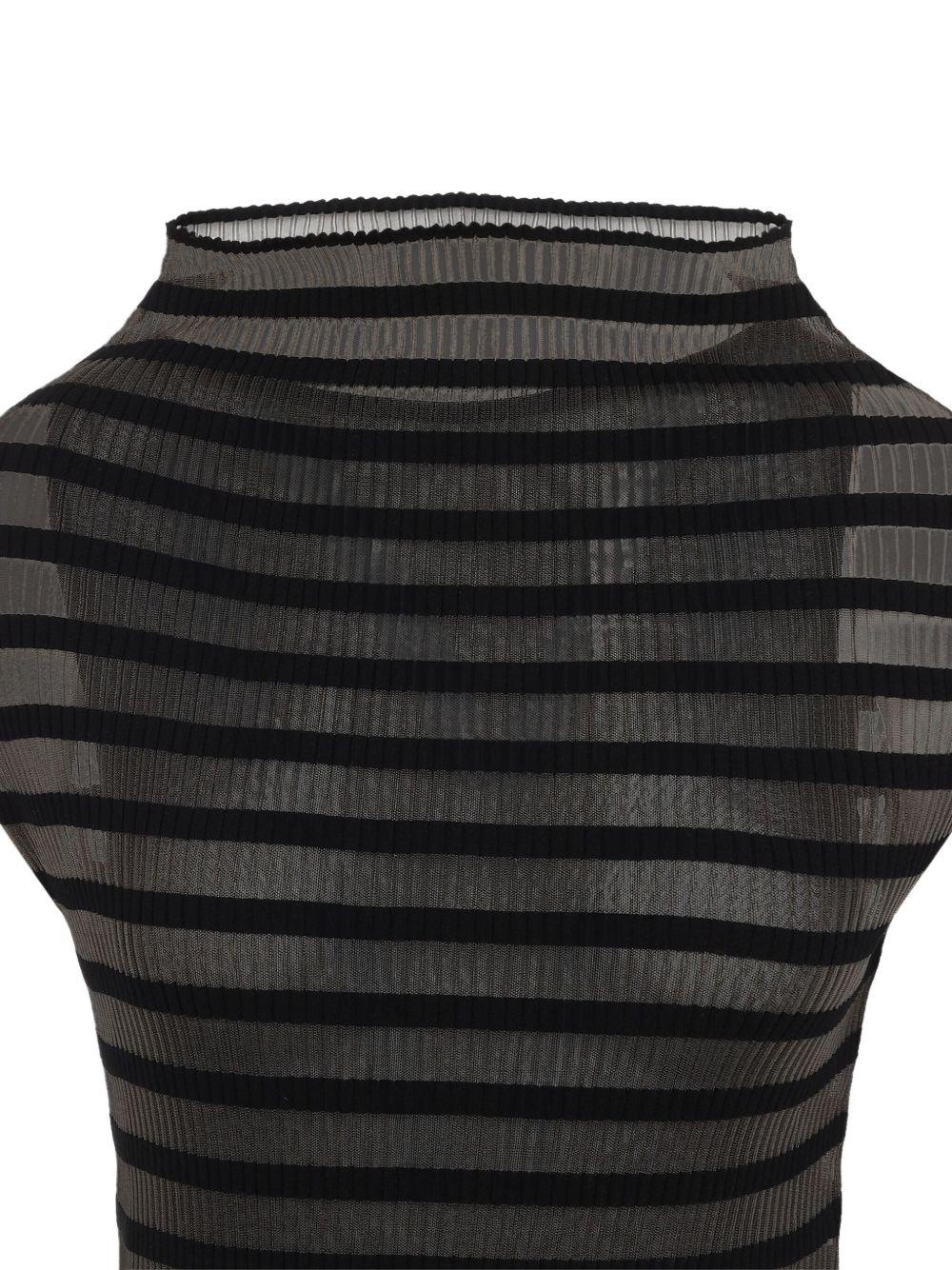 JEAN PAUL GAULTIER Mariniere Striped Cap-sleeve Nylon Maxi Dress In Black Product Image