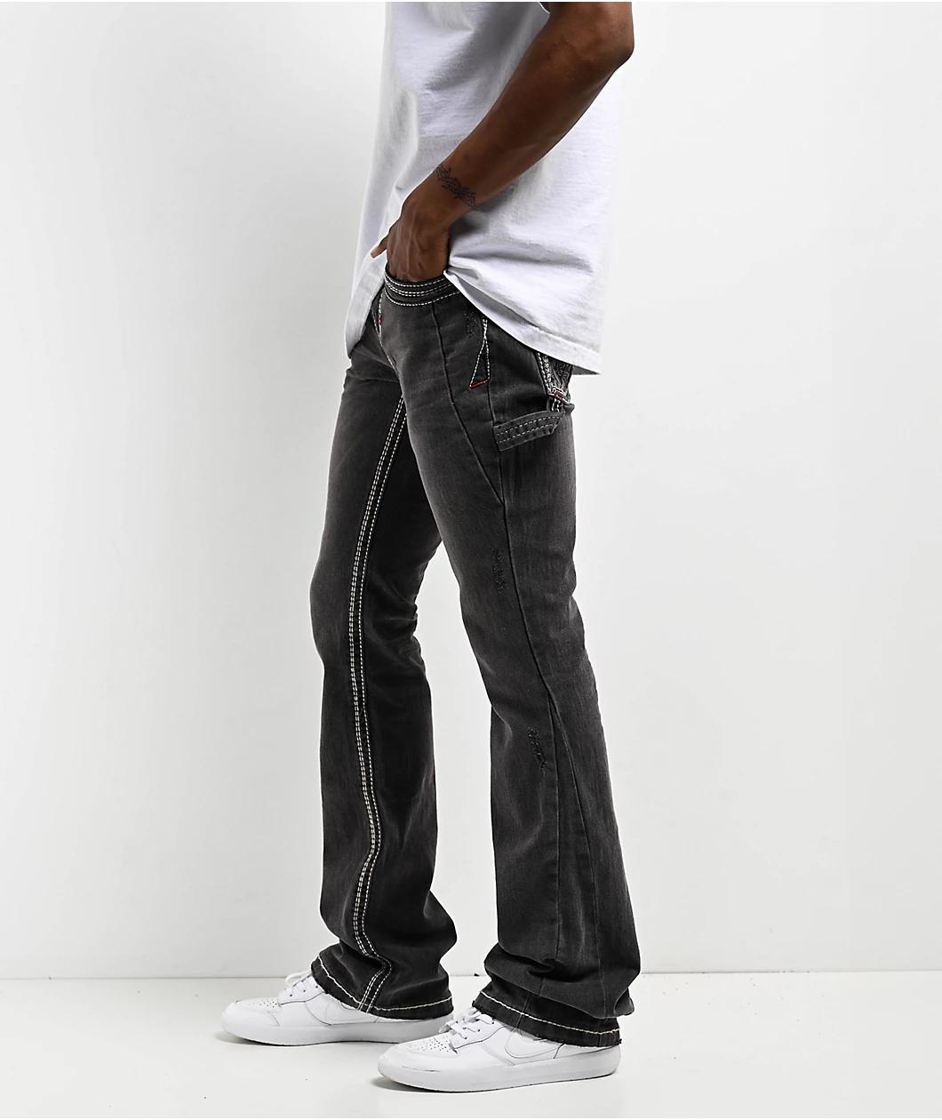 Ninth Hall Stacked Flare Grey Denim Jeans Product Image