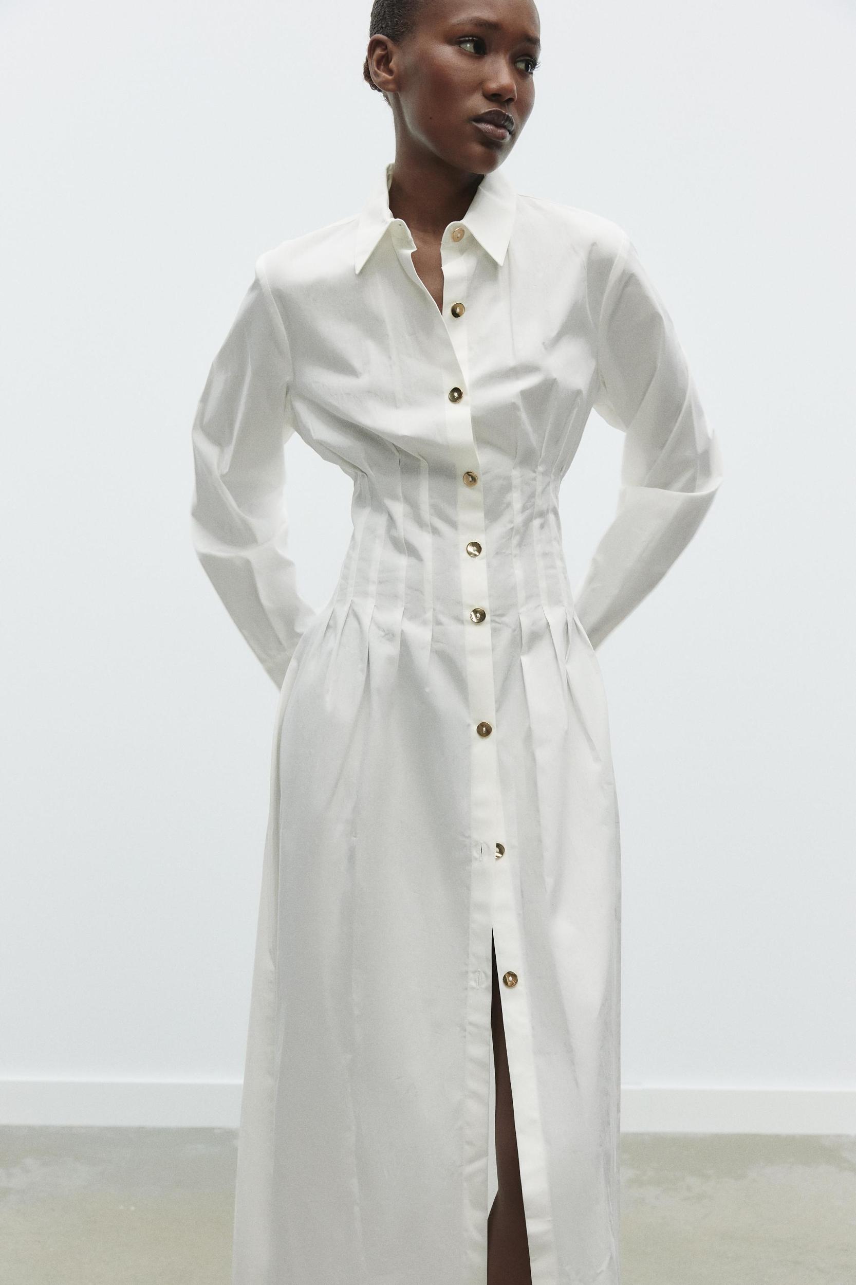 FITTED WAIST POPLIN DRESS Product Image