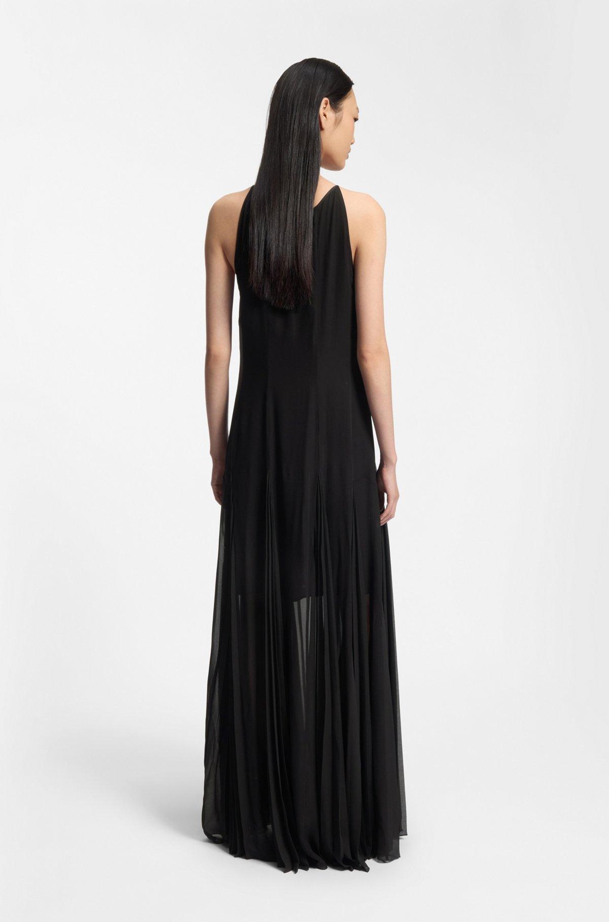 Sleeveless dress with plissé skirt inserts Product Image