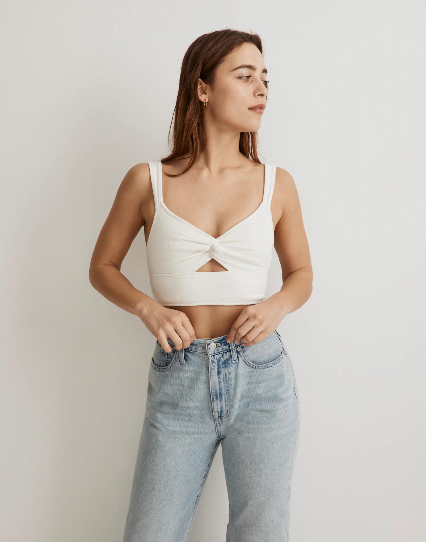 Cutout Knot-Front Crop Tank Top Product Image