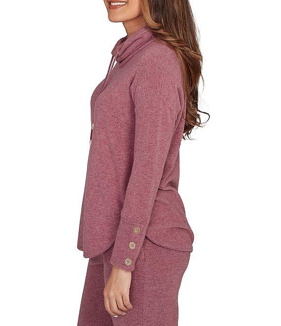 Ruby Rd. Petite Size Knit Cowl Neck Long Sleeve Cozy Top Product Image