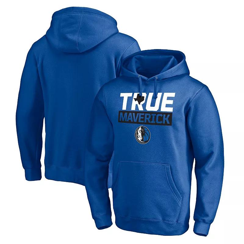 Men's Fanatics Branded Blue Dallas Mavericks Post Up Hometown Collection Fitted Pullover Hoodie,  Product Image