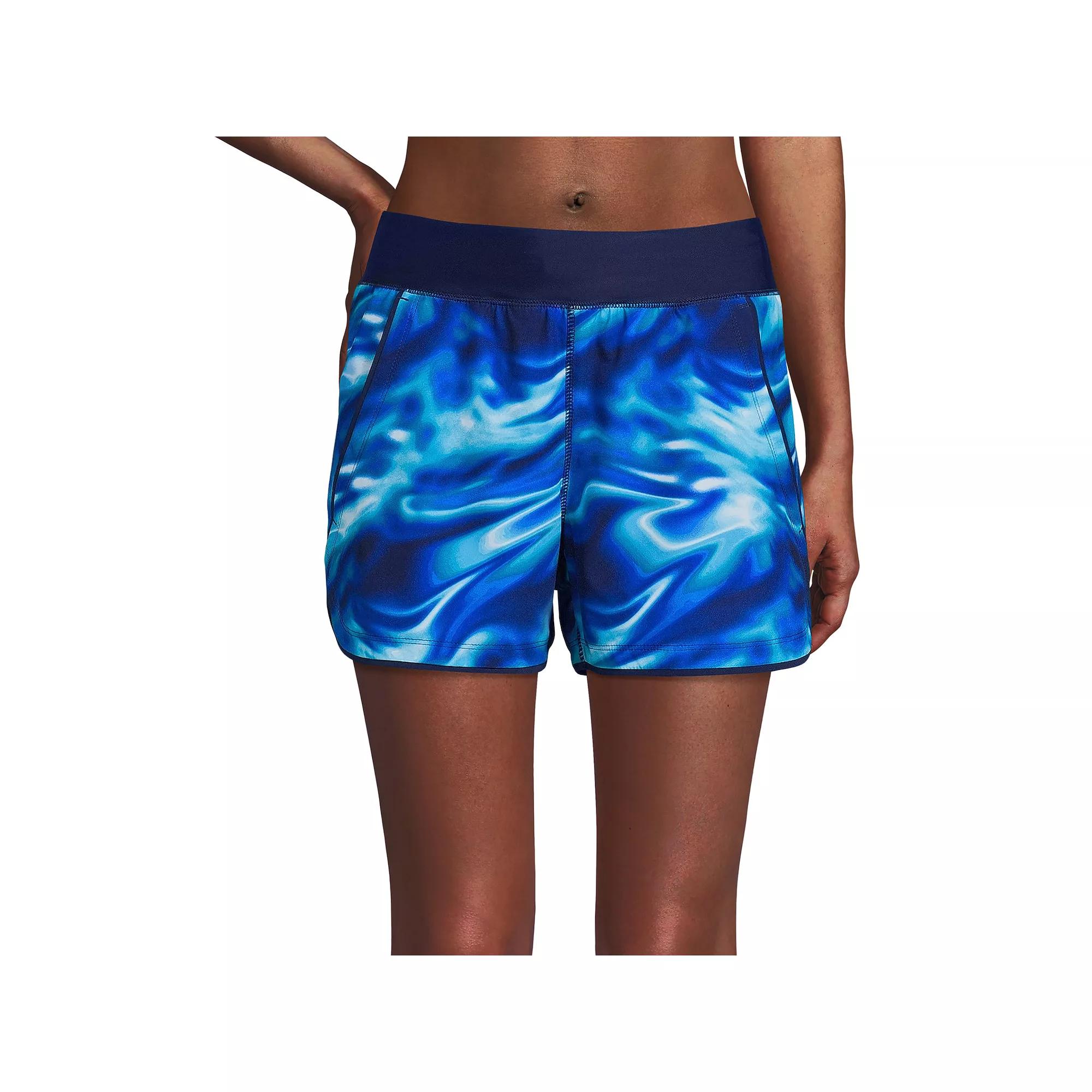 Women's Lands' End 3" Quick Dry Swim Shorts With Panty, Size: 4, Electric Blue Swirl Product Image