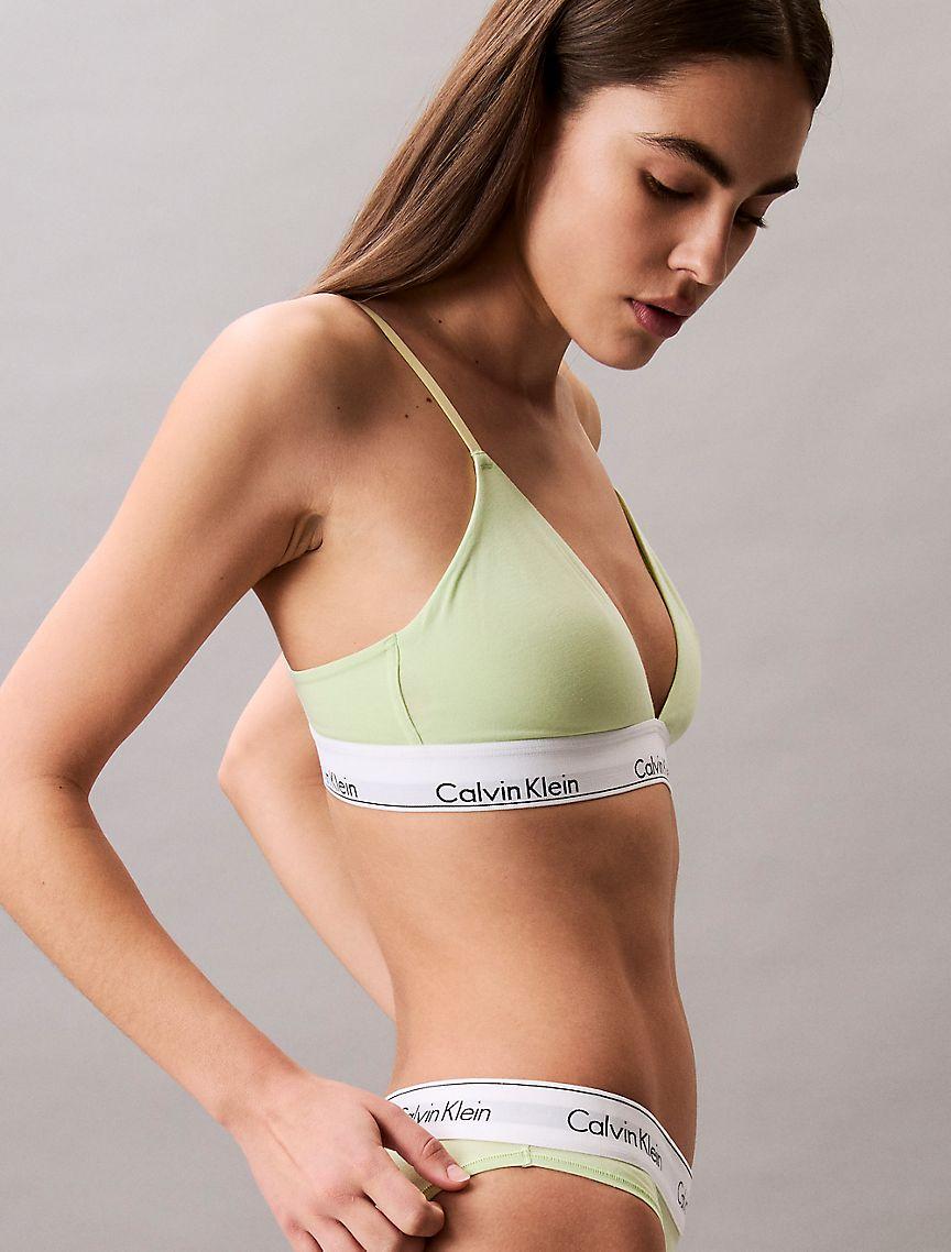 Calvin Klein Womens Icon Cotton Modal Lightly Lined Triangle Bralette - Green Product Image