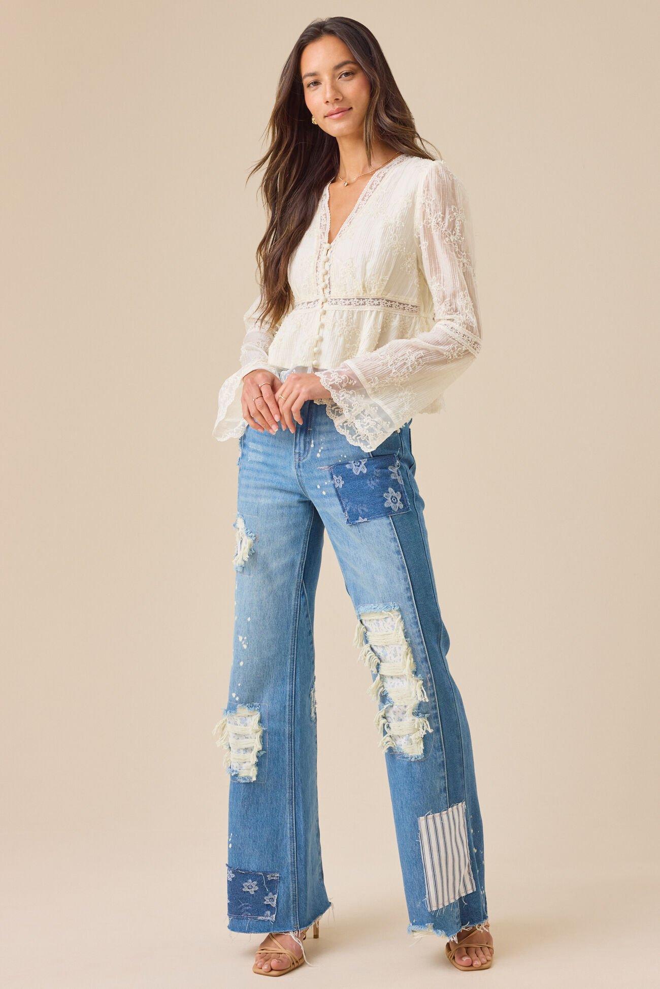 Keri Patchwork Flare Jean Product Image