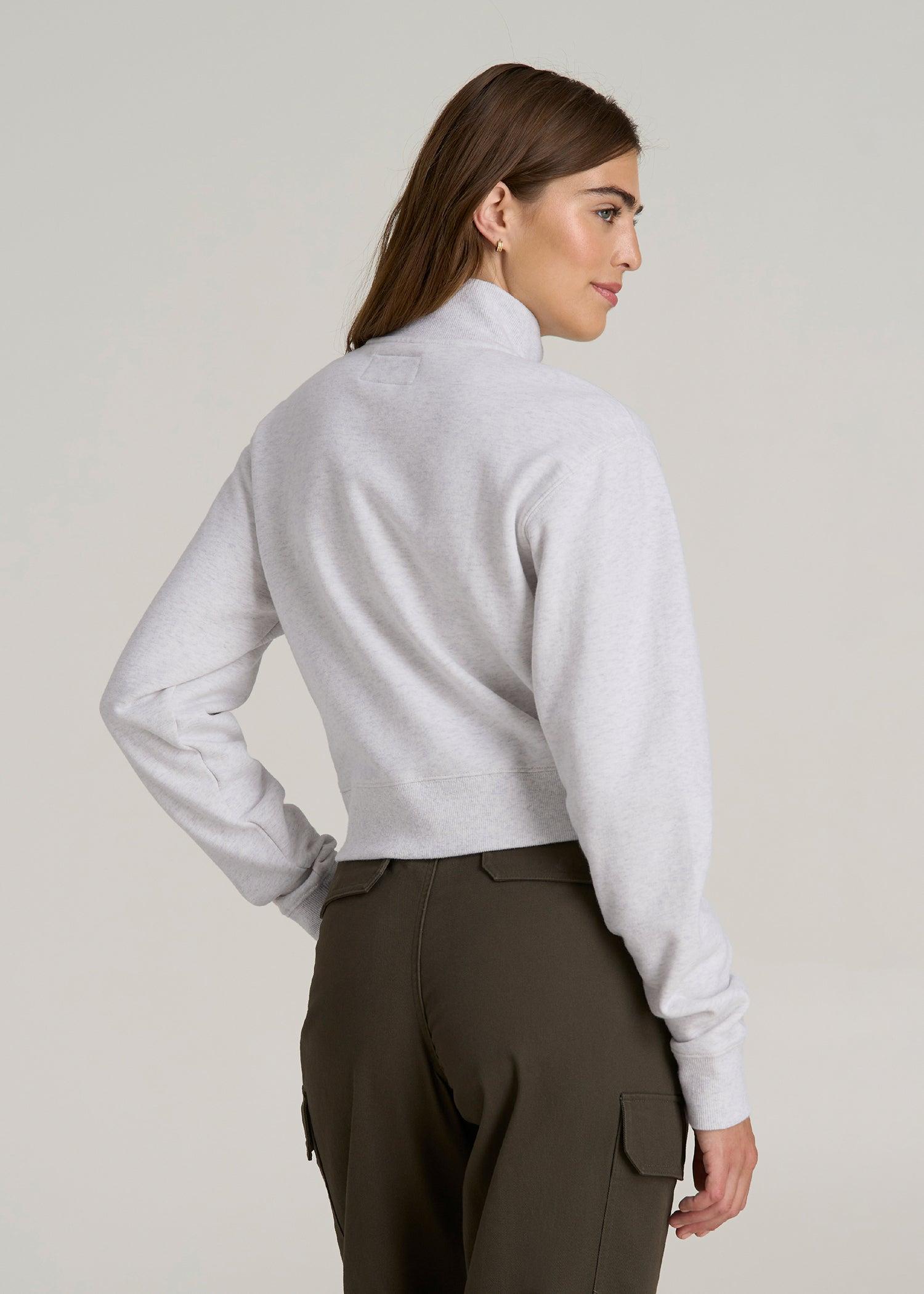 Wearever 2.0 Fleece Half-Zip Cropped Sweatshirt for Tall Women in Heather Cloud White Female Product Image