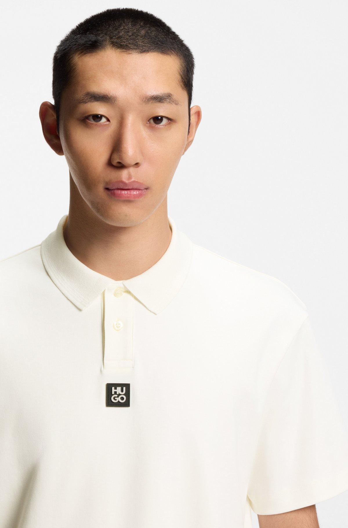 Stacked-logo polo shirt in interlock cotton Product Image