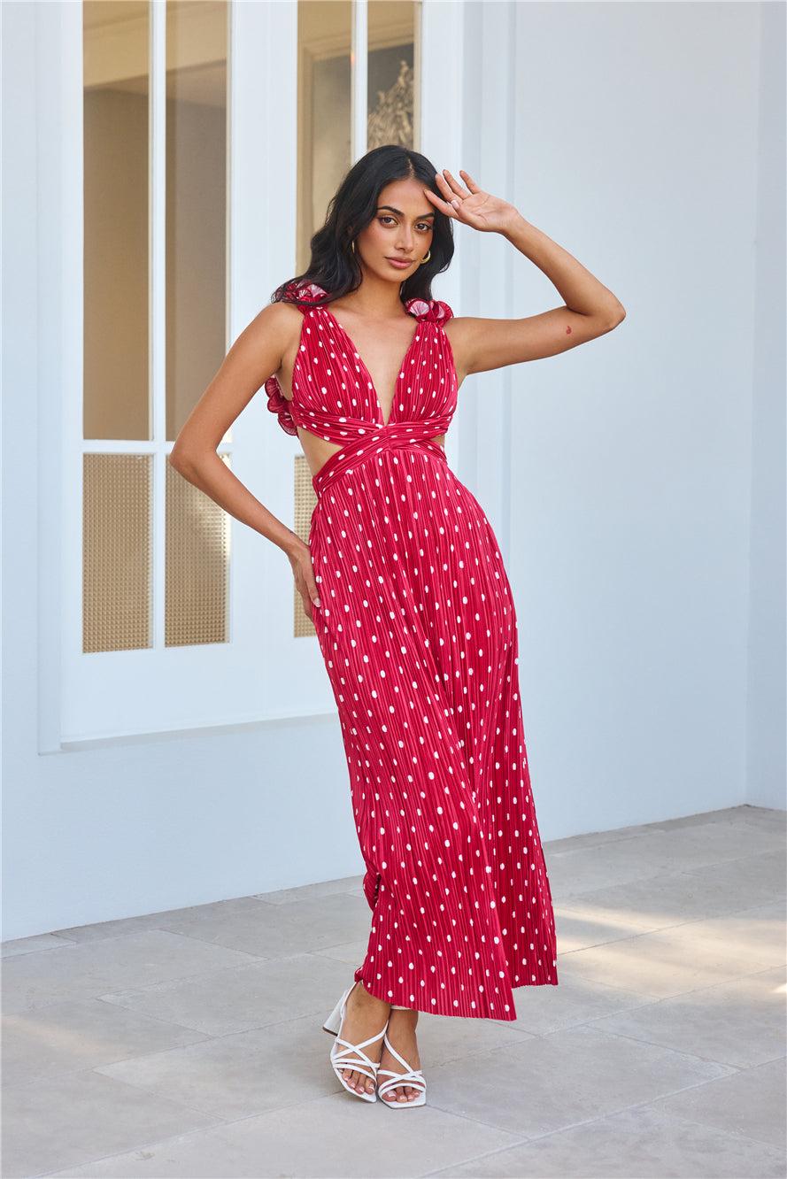 Romance Here Plisse Maxi Dress Red Product Image