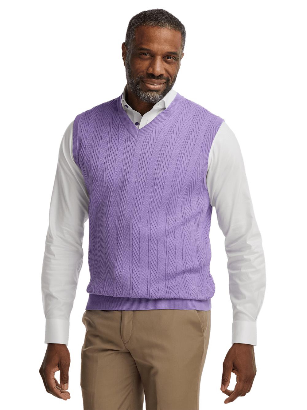 Cotton V-neck Vest - Purple Product Image