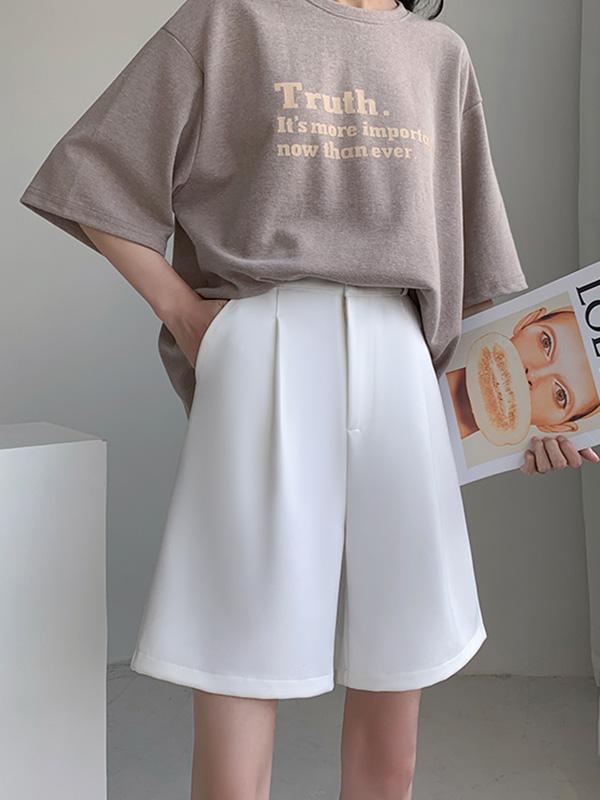 Stylish Solid Color High Waisted A-Line Wide Leg Trousers Product Image