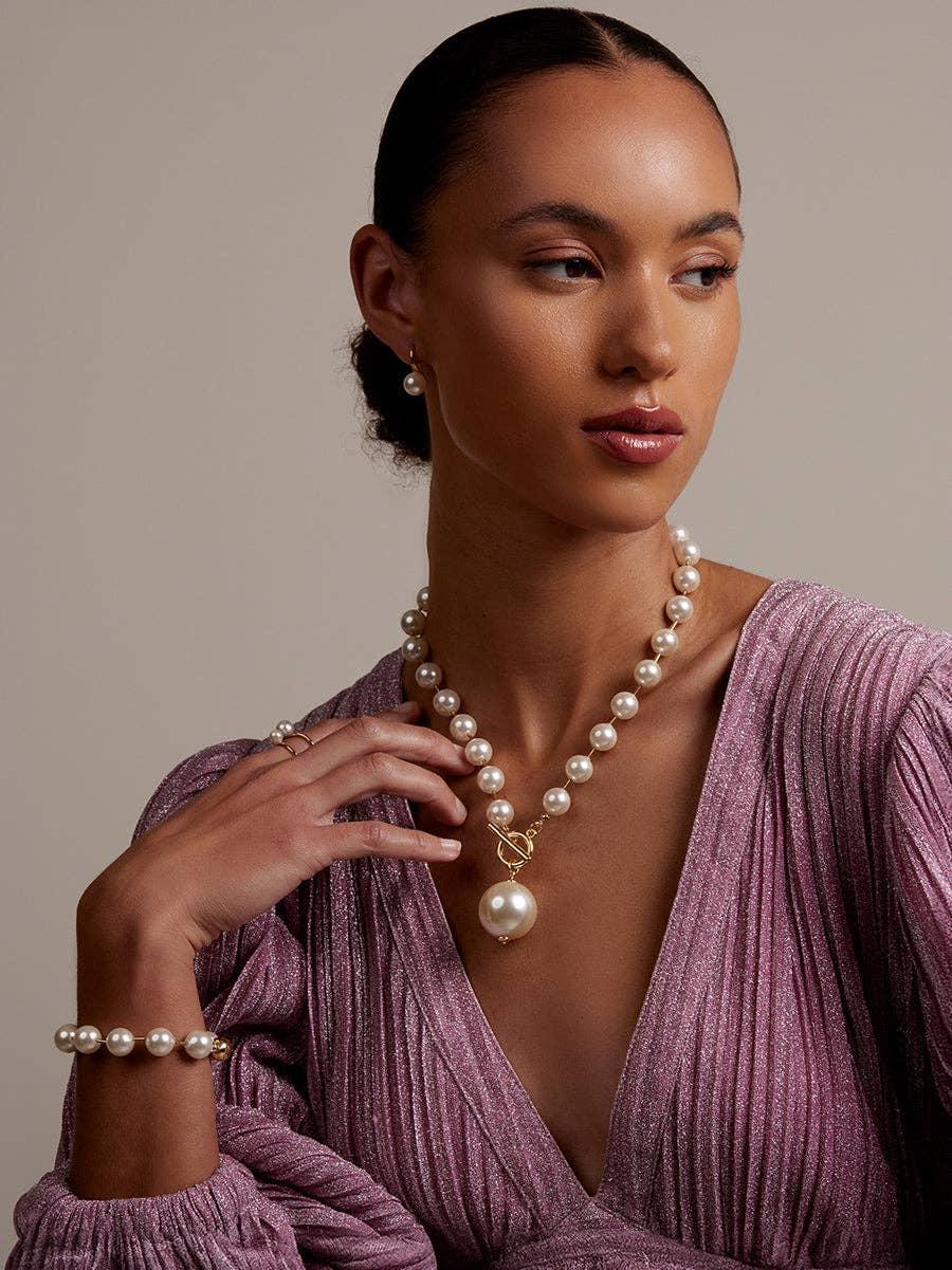 Pearl Beaded Collar Necklace with Tube Spacers Product Image