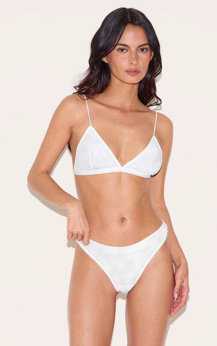 White Mesh Basic Thong Product Image