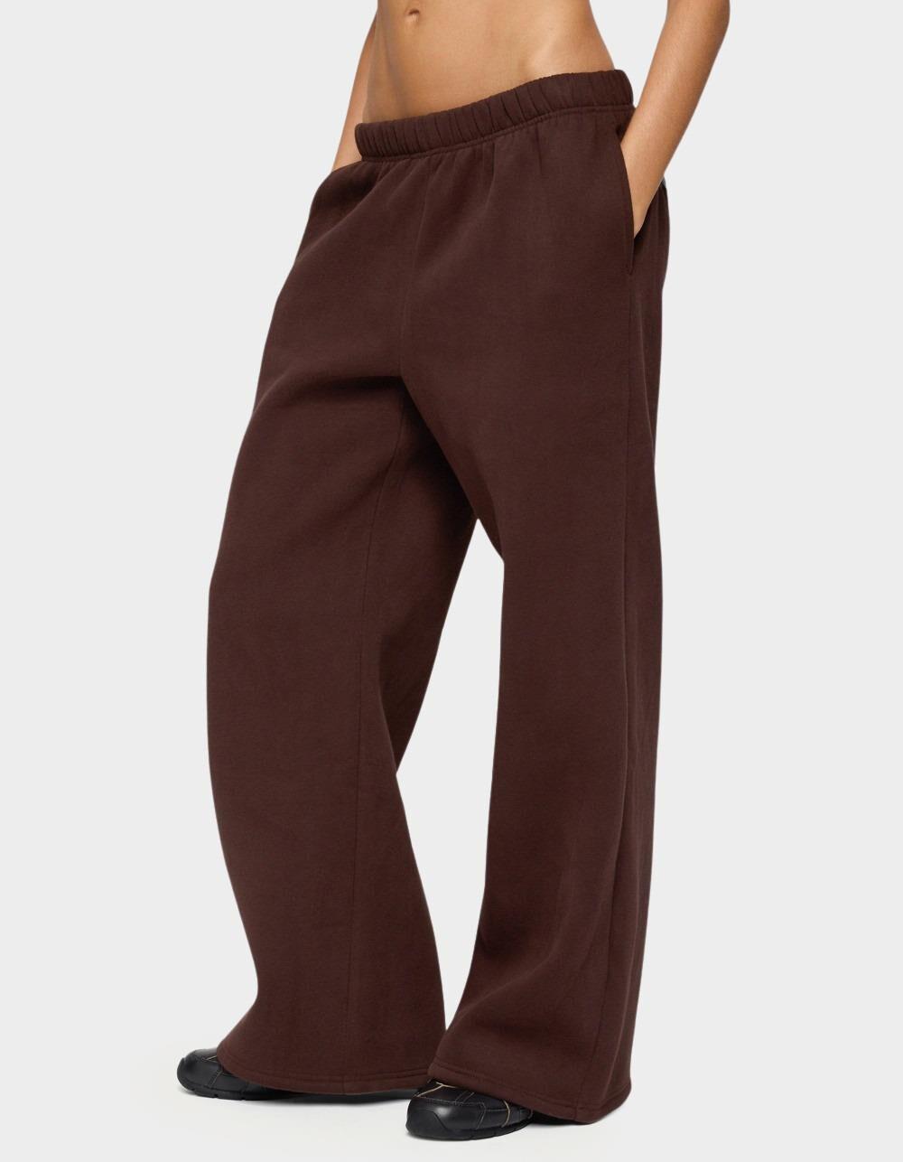 EDIKTED Really Edikted Sweatpants - BROWN Product Image
