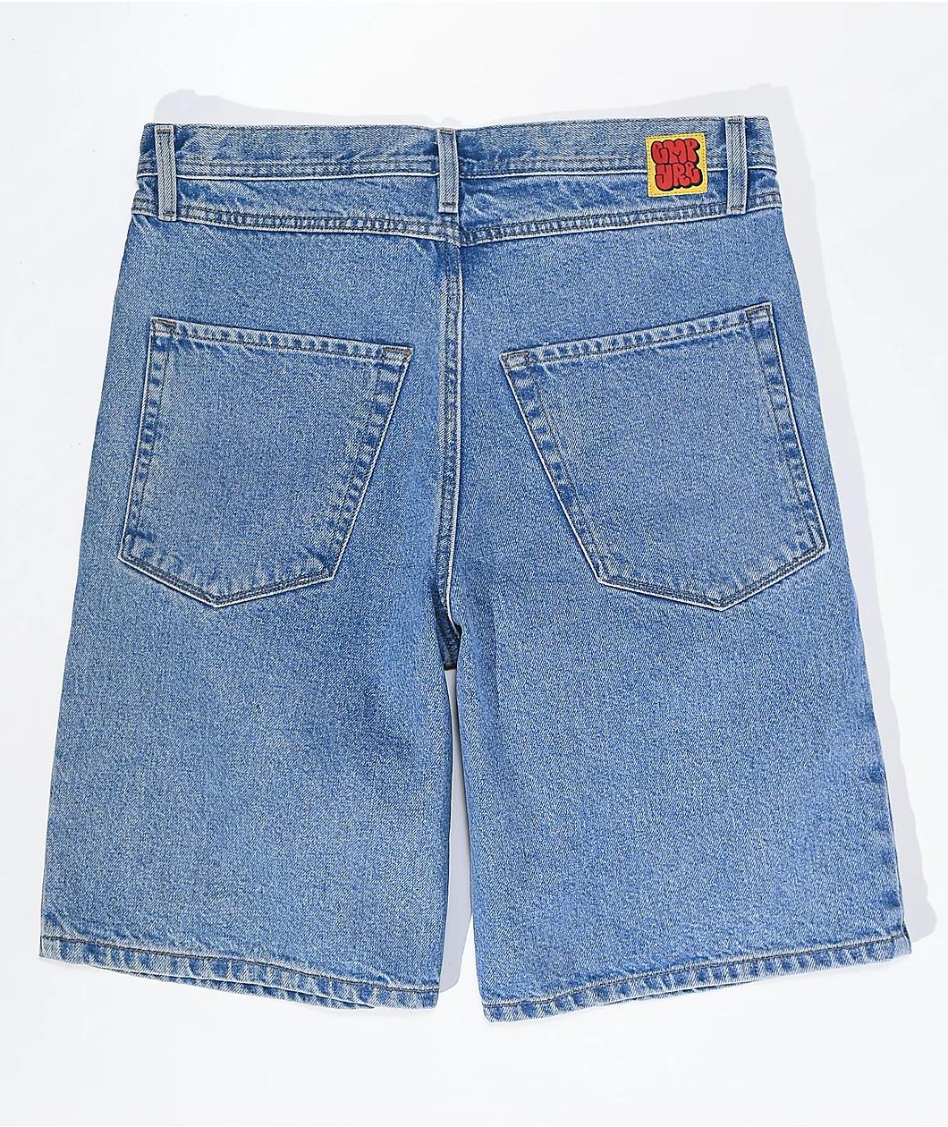 Empyre Blake Loose Fit Blue Wash Denim Skate Shorts Product Image
