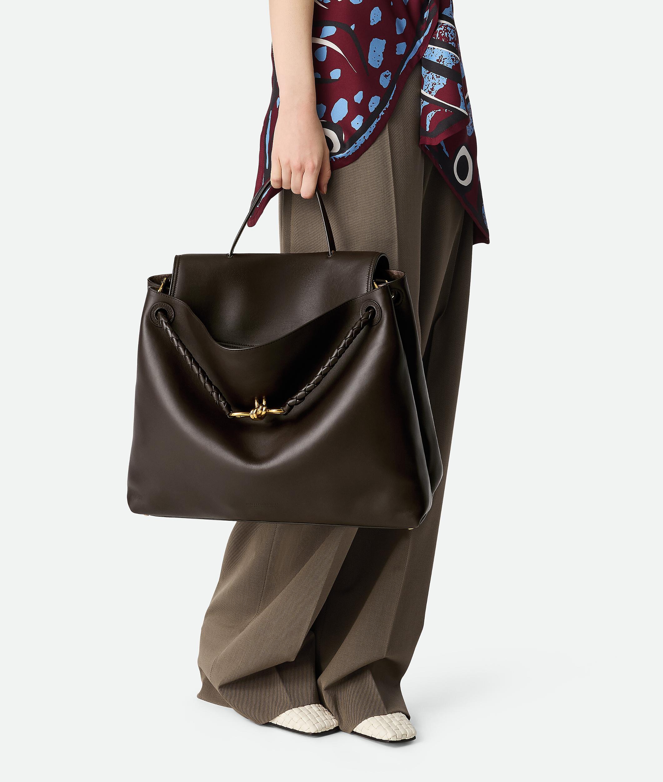 BOTTEGA VENETA Andiamo Large Leather Top-handle Bag In Fondant-m Brass Product Image