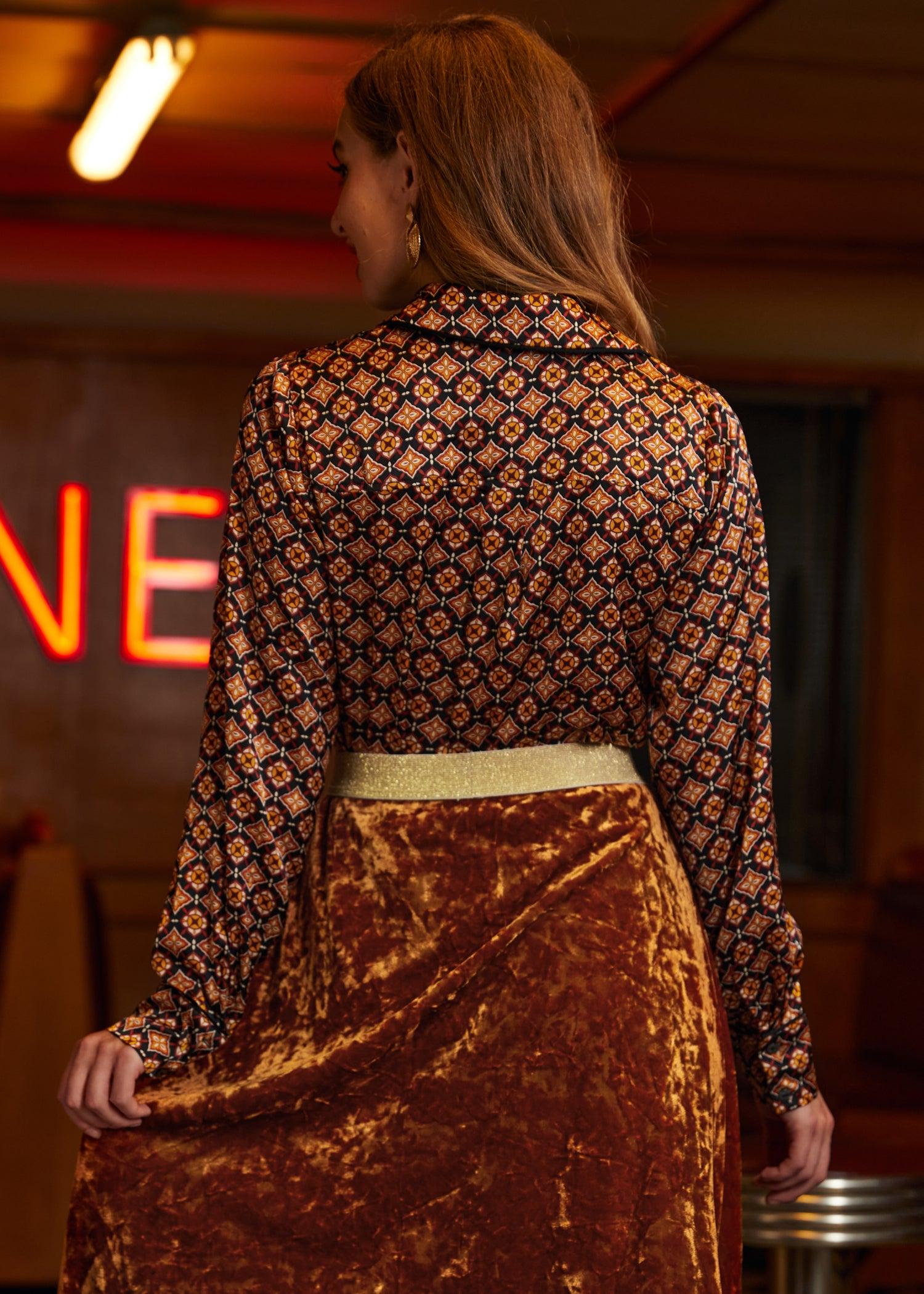 Geo Pleated Mini Skirt Product Image