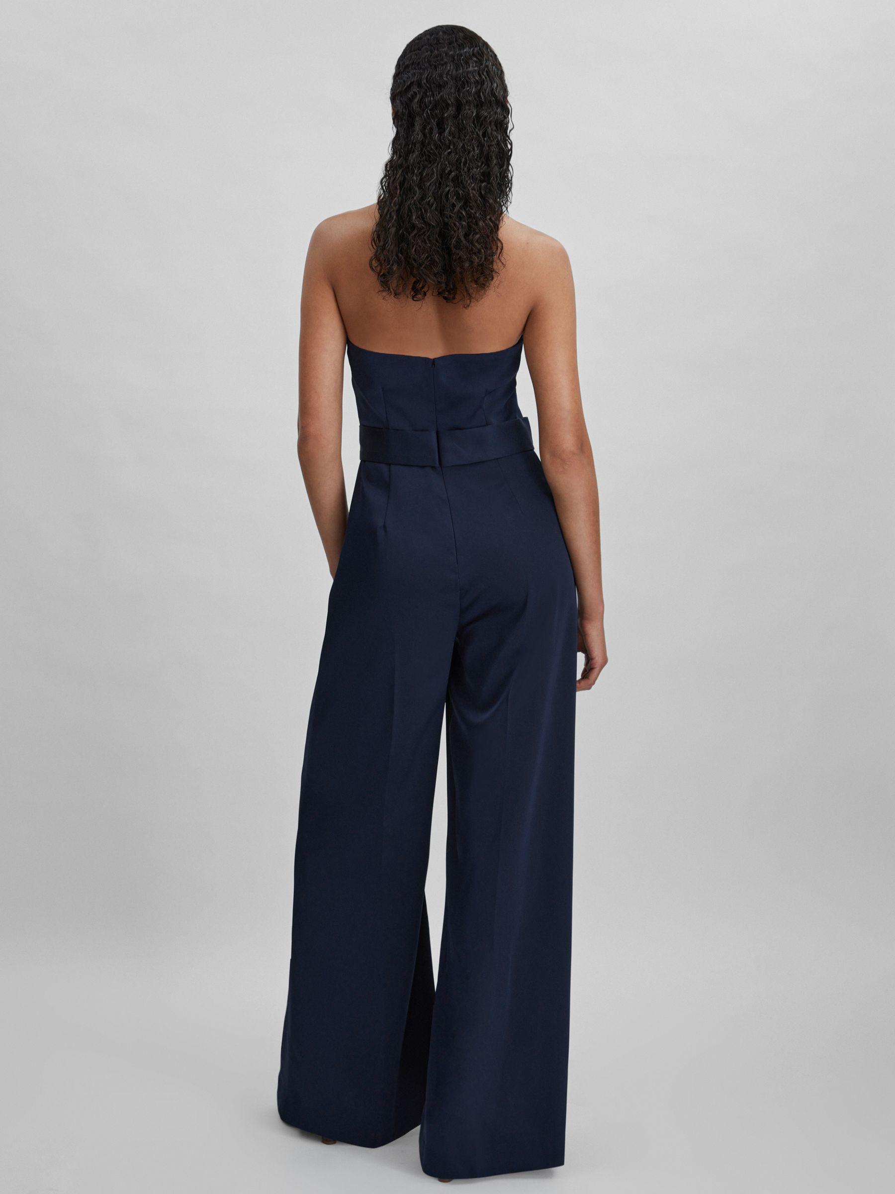 Halston Satin Halter Neck Jumpsuit in Black Product Image