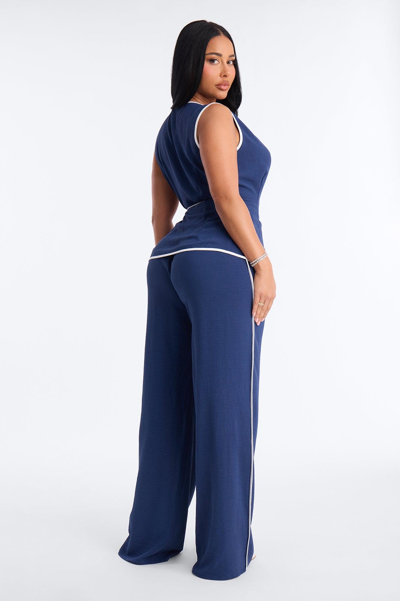 Natalia Sleeveless Pant Set - Navy Female Product Image