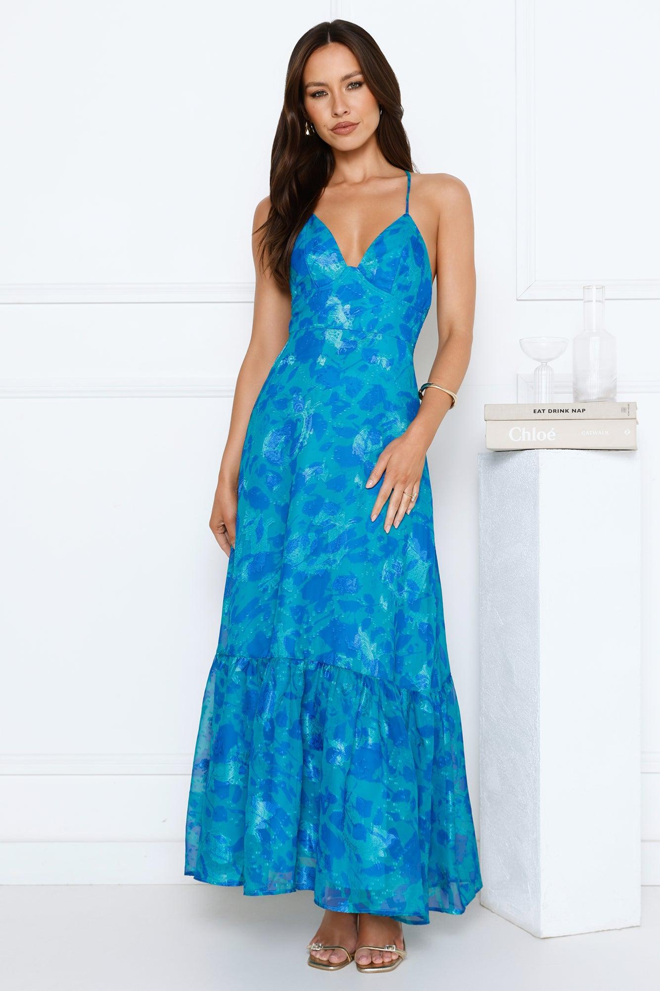 Dance Under Stars Maxi Dress Blue Product Image