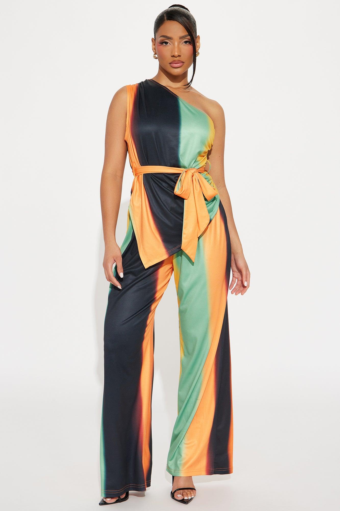 Solay Pant Set - Orange/combo Product Image