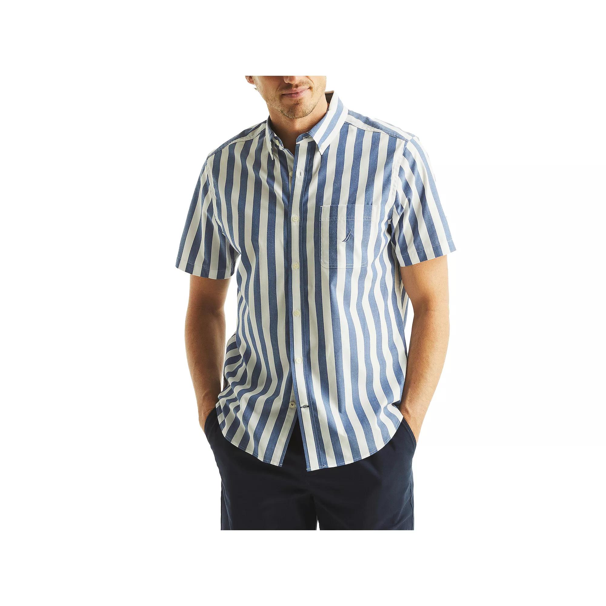 Men's Nautica Striped Short-Sleeve Shirt, Size: Large, Blue Stripe Product Image