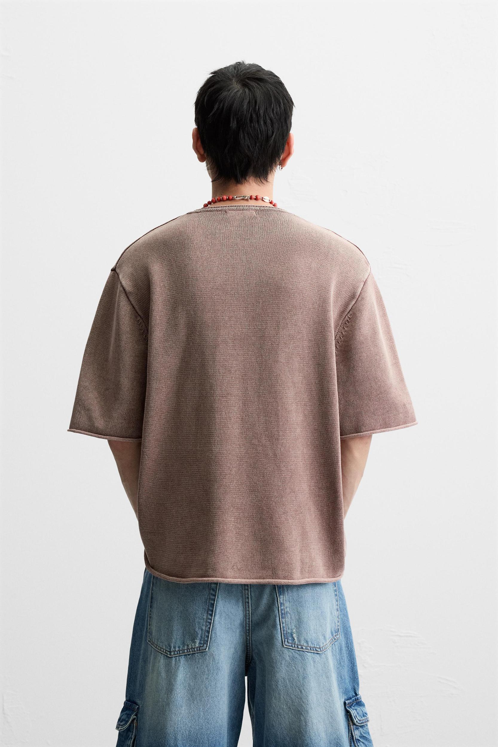 WASHED KNIT BUTTON-UP T-SHIRT Product Image