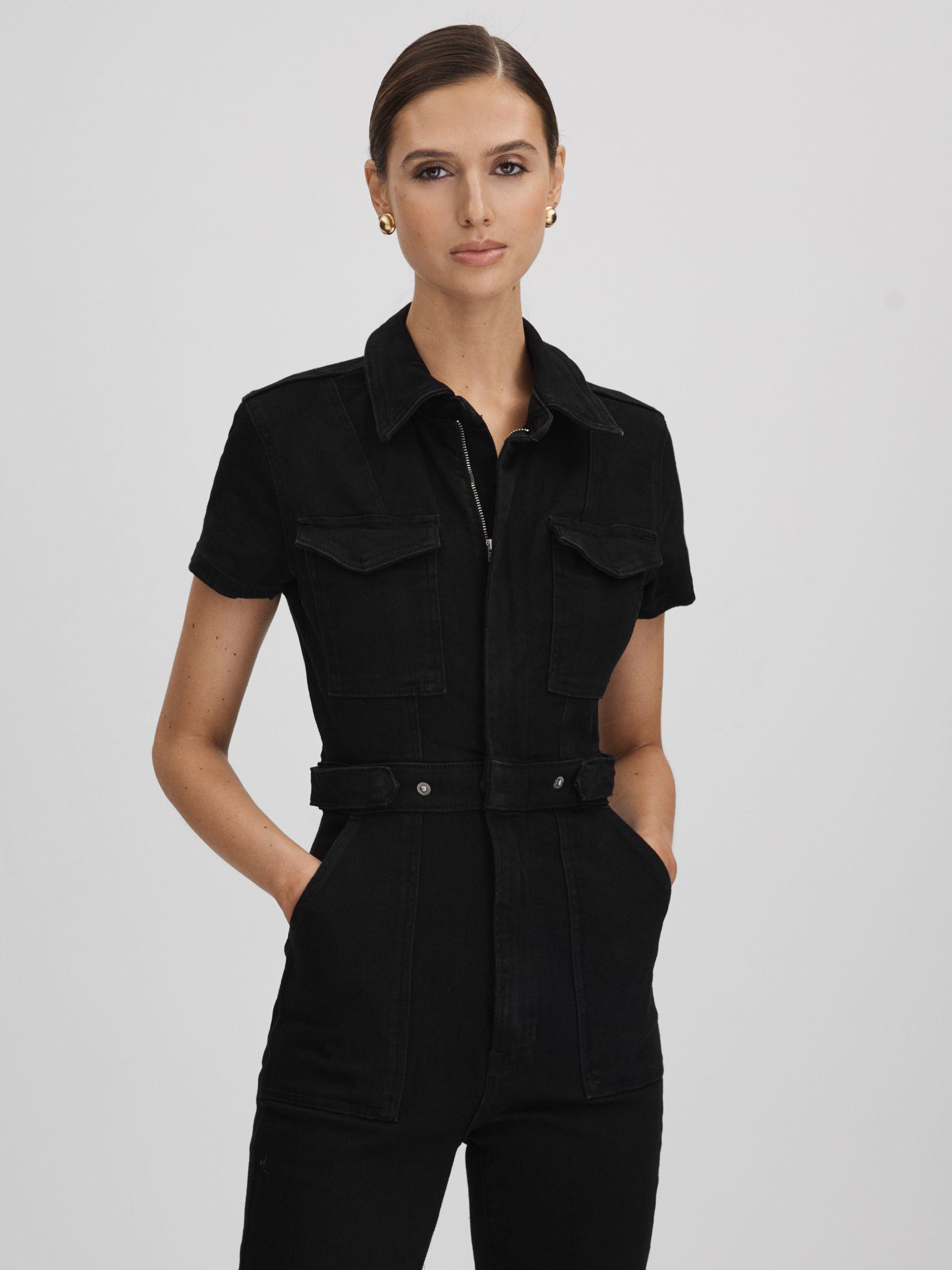 Denim Jumpsuit in Black Product Image