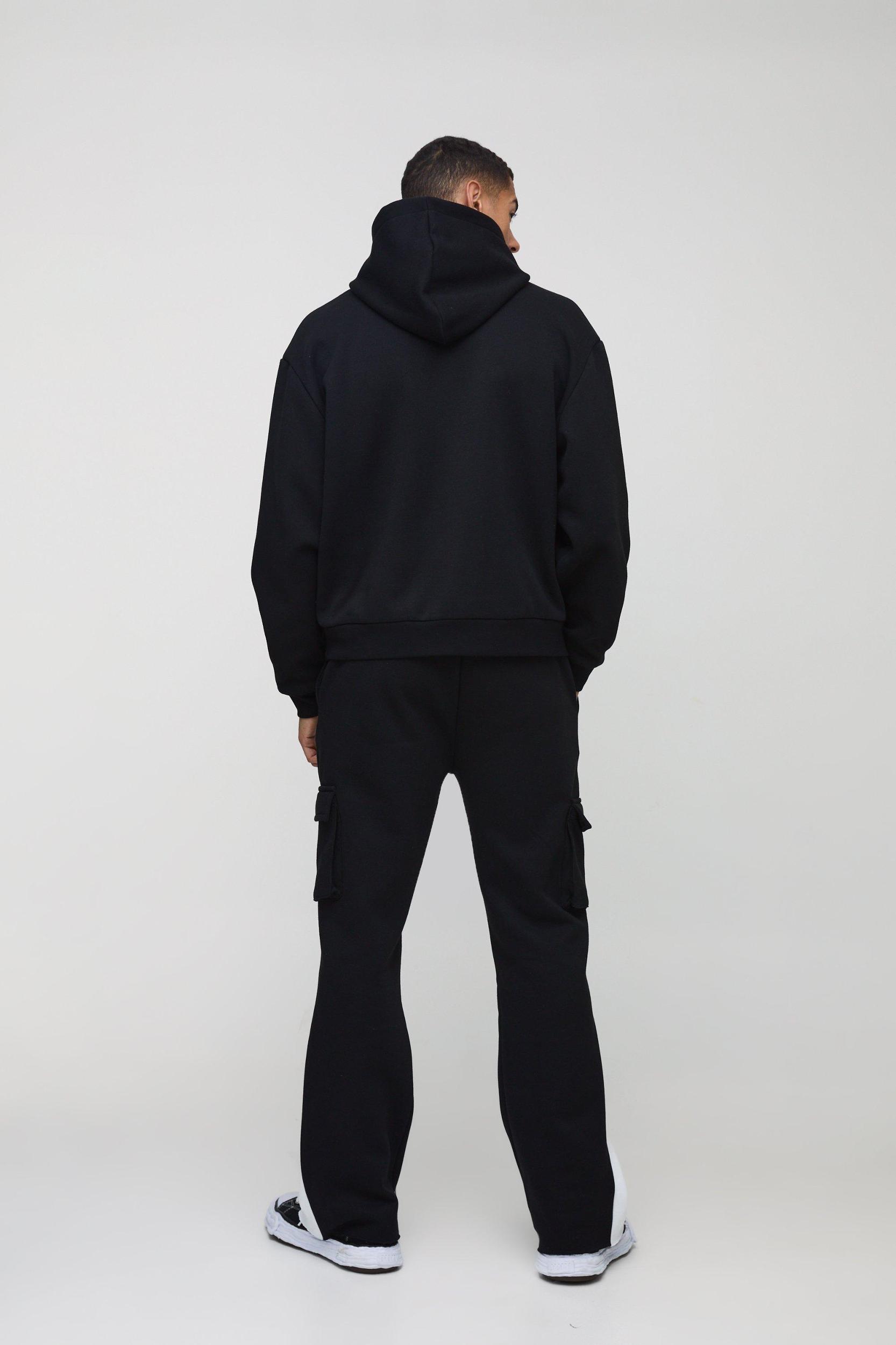 Oversized Boxy Hoodie & Raw Hem Cargo Gusset Sweatpants Tracksuit | boohooMAN USA Product Image