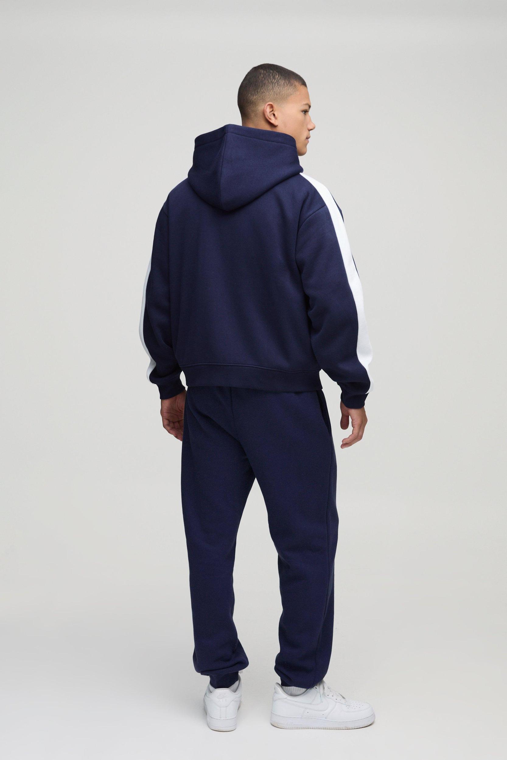 Oversized Boxy Man Colour Block Zip Through Hoodie | boohooMAN USA Product Image