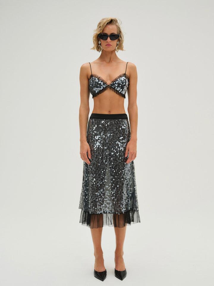 Christelle Midi Skirt — Black Product Image